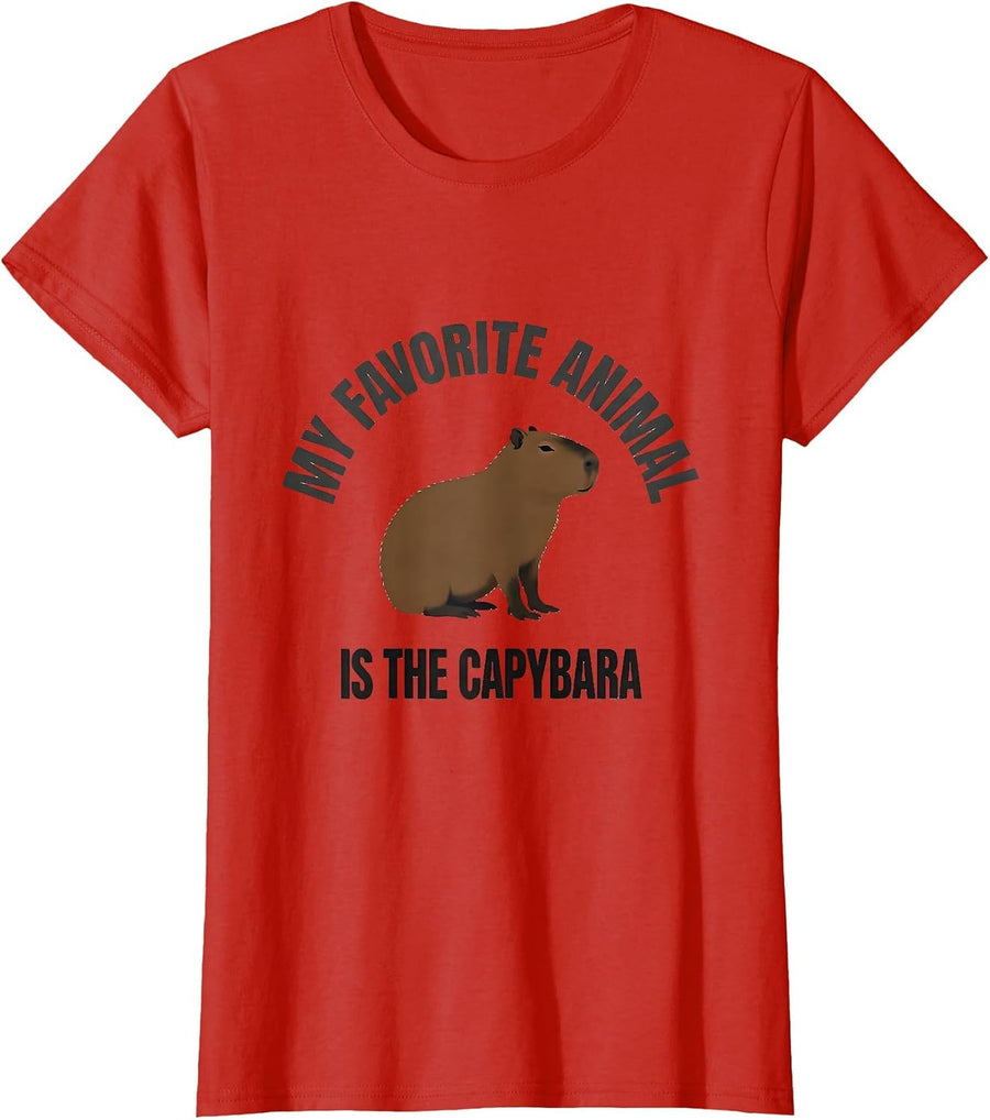 Women's My Favorite Animal Is The Capybara Funny Gamer Humor T-Shirt - Red