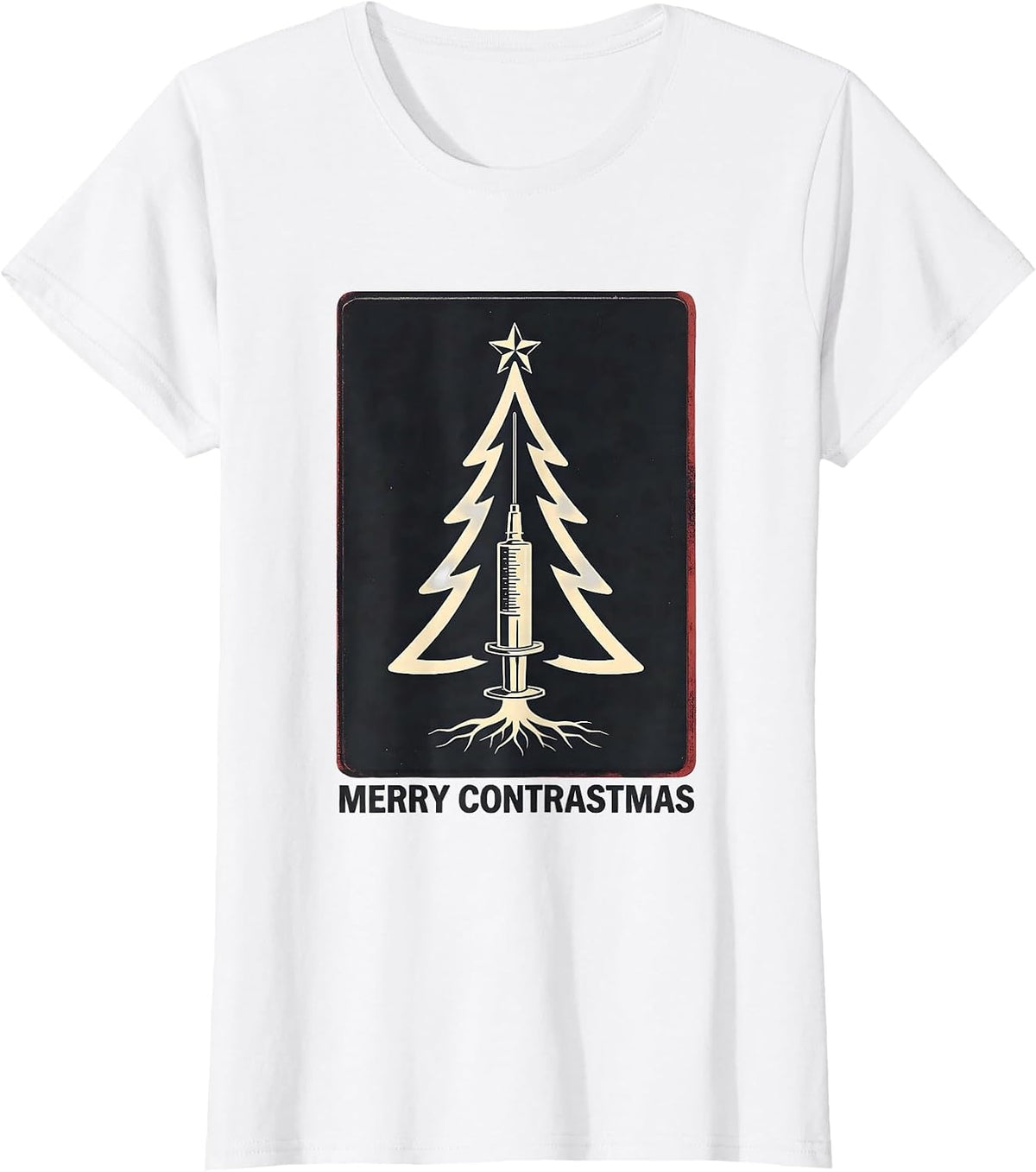 Women's Merry Contrastmas Radiology Tech Christmas Skeleton Humor T-Shirt - White