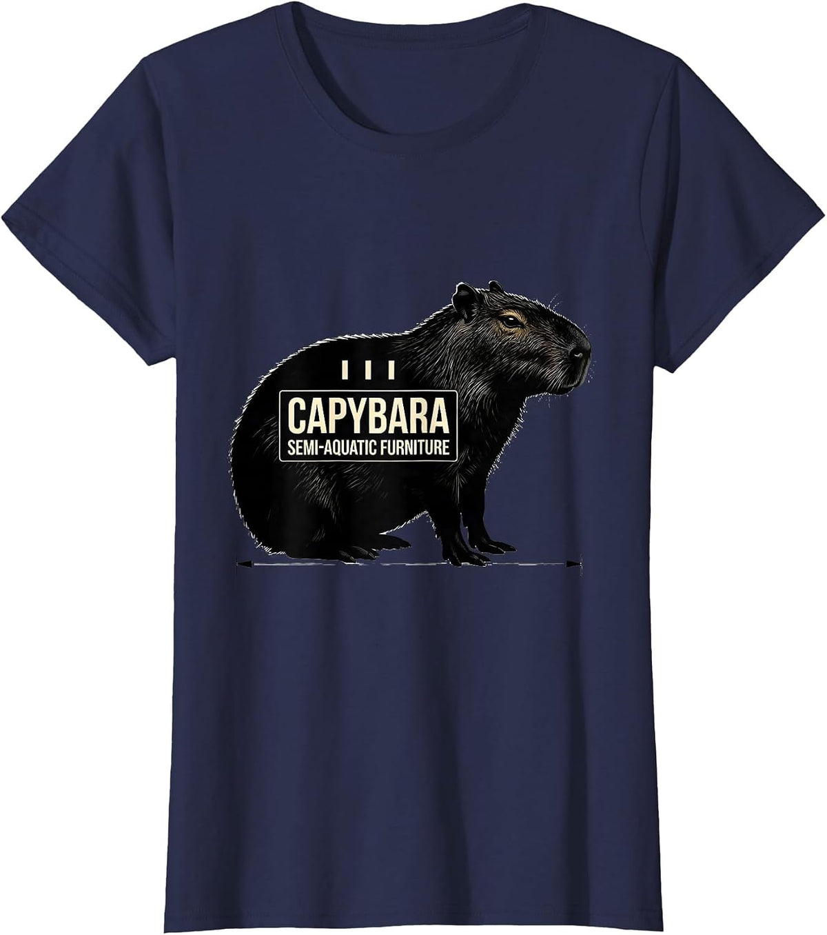 Women's Capybara, Semi-Aquatic Furniture Funny Animal Meme Humor T-Shirt - Navy Blue