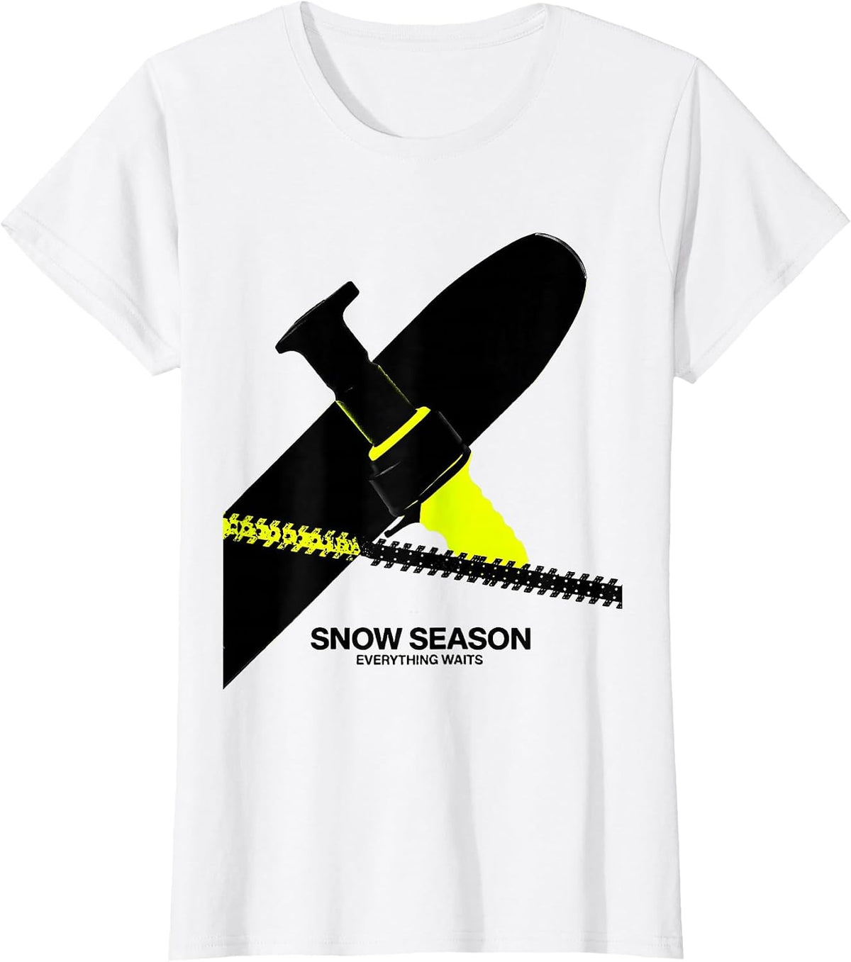 Snow Season, Everything Waits New Wave Snowmobile Rider T-Shirt - White