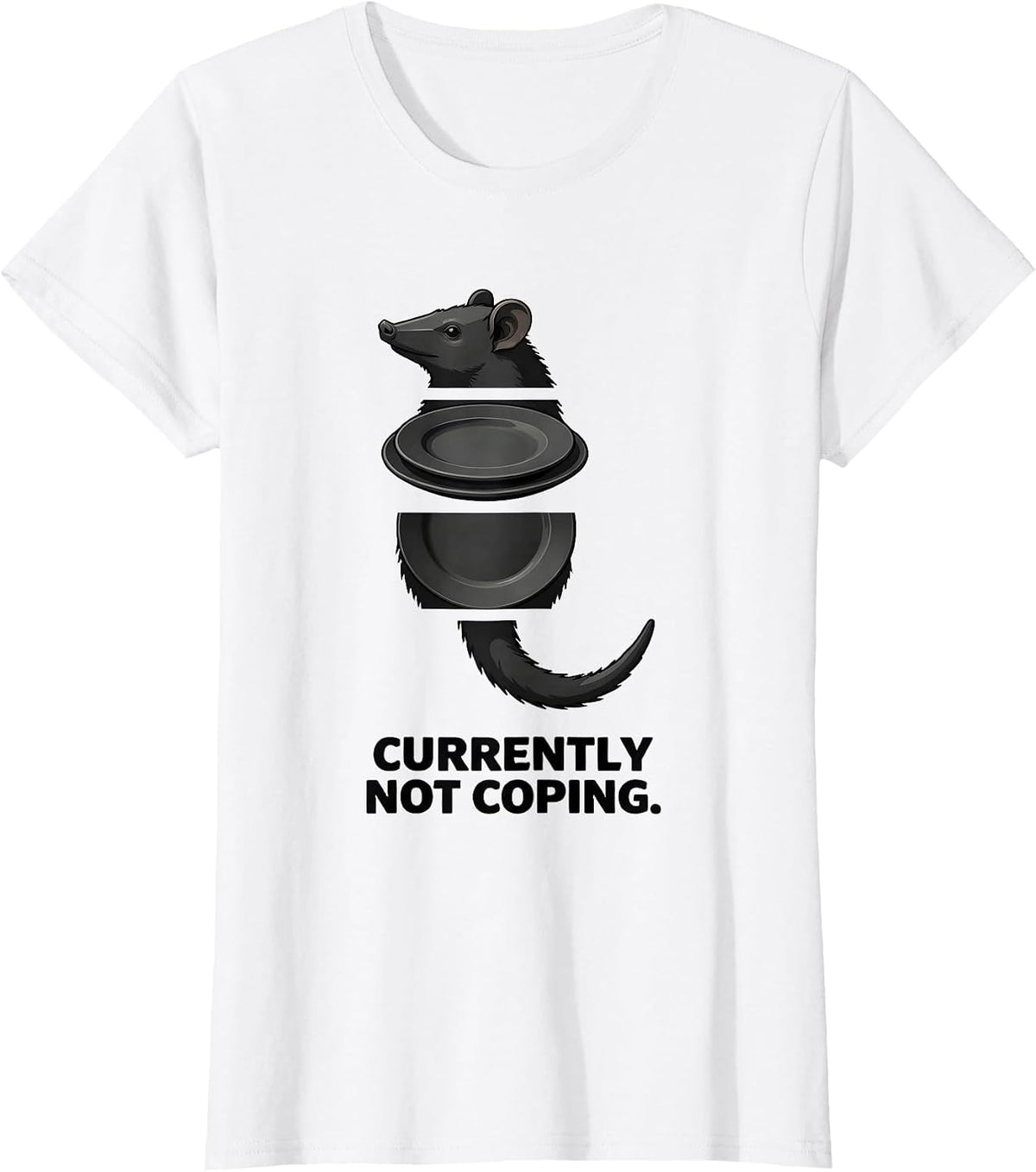 Currently Not Coping Funny Opossum Meme Wildlife Humor T-Shirt - White