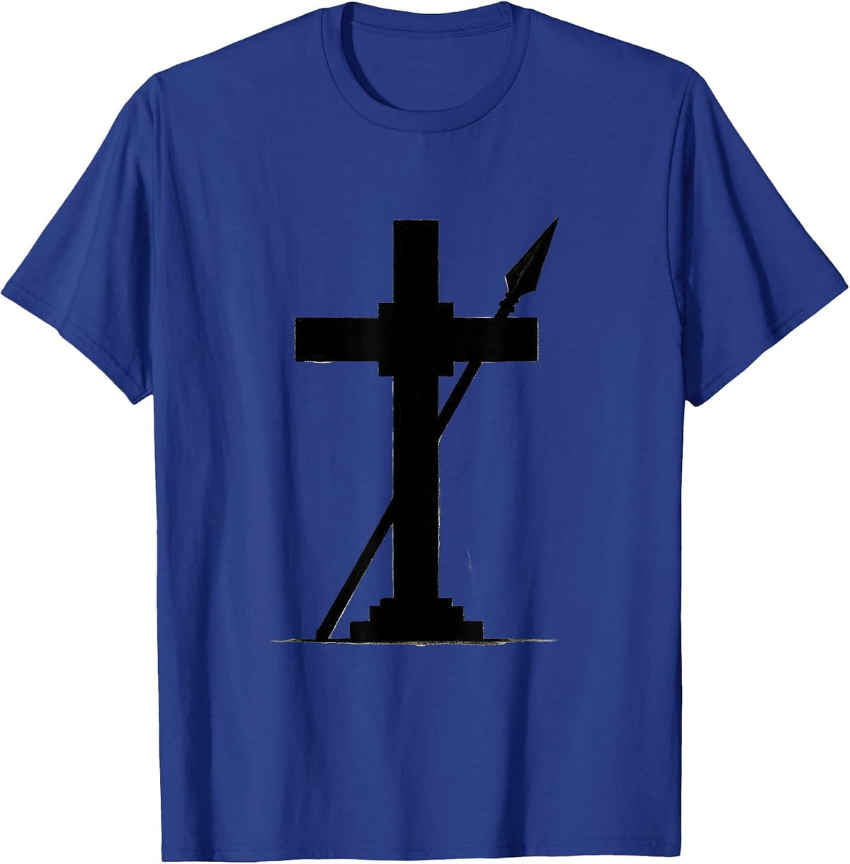Roman Spear and Cross Christian Faith Graphic T-Shirt - Royal Blue
