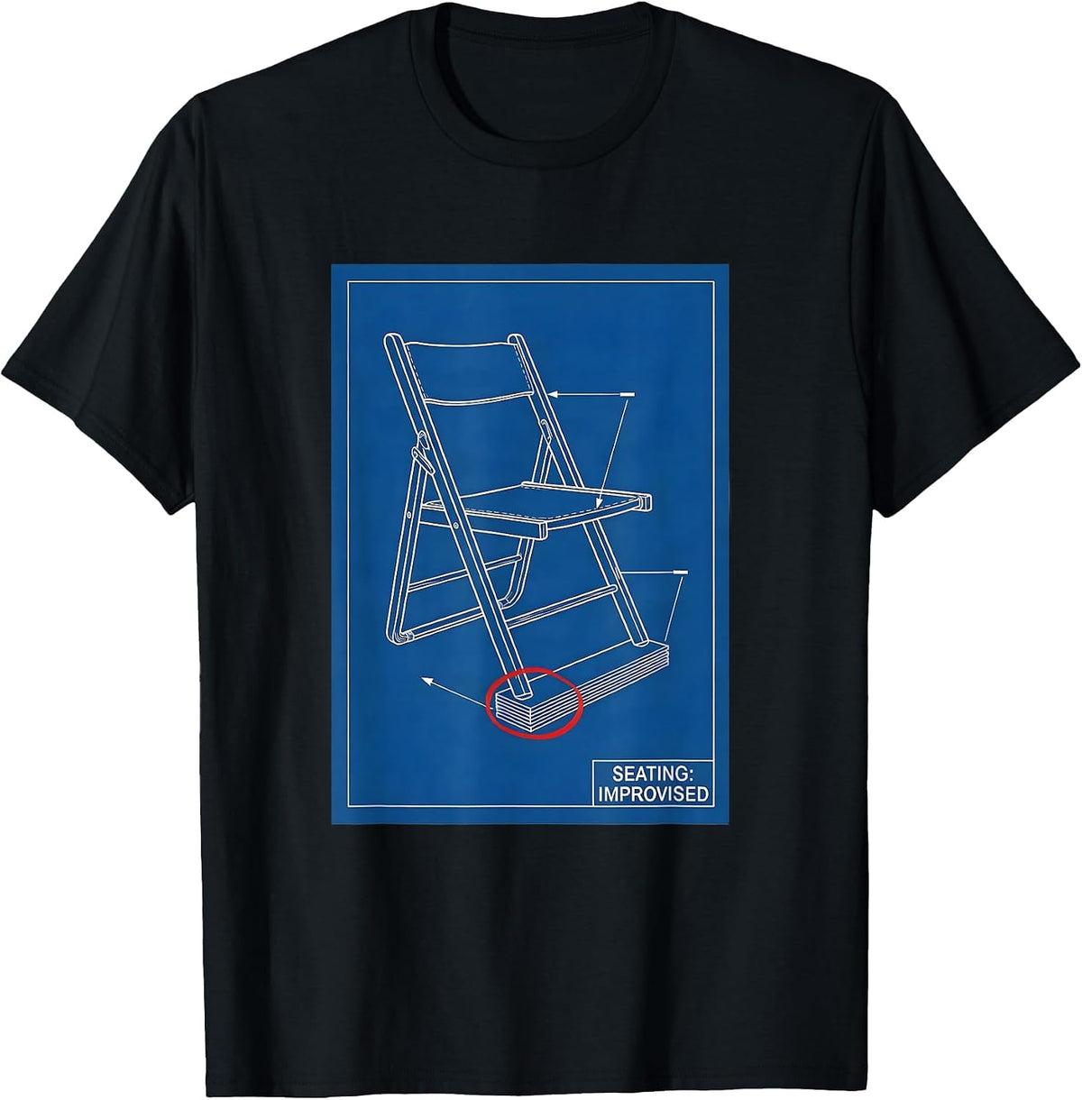 Men's Seating: Improvised Technical Blueprint Funny Friendsgiving T-Shirt - Black