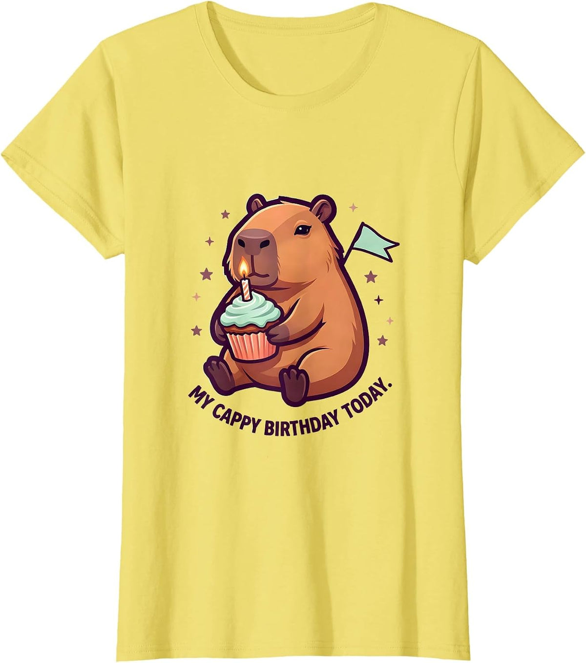 Women's My Cappy Birthday Today Kawaii Capybara Birthday Gift T-Shirt - Lemon Yellow