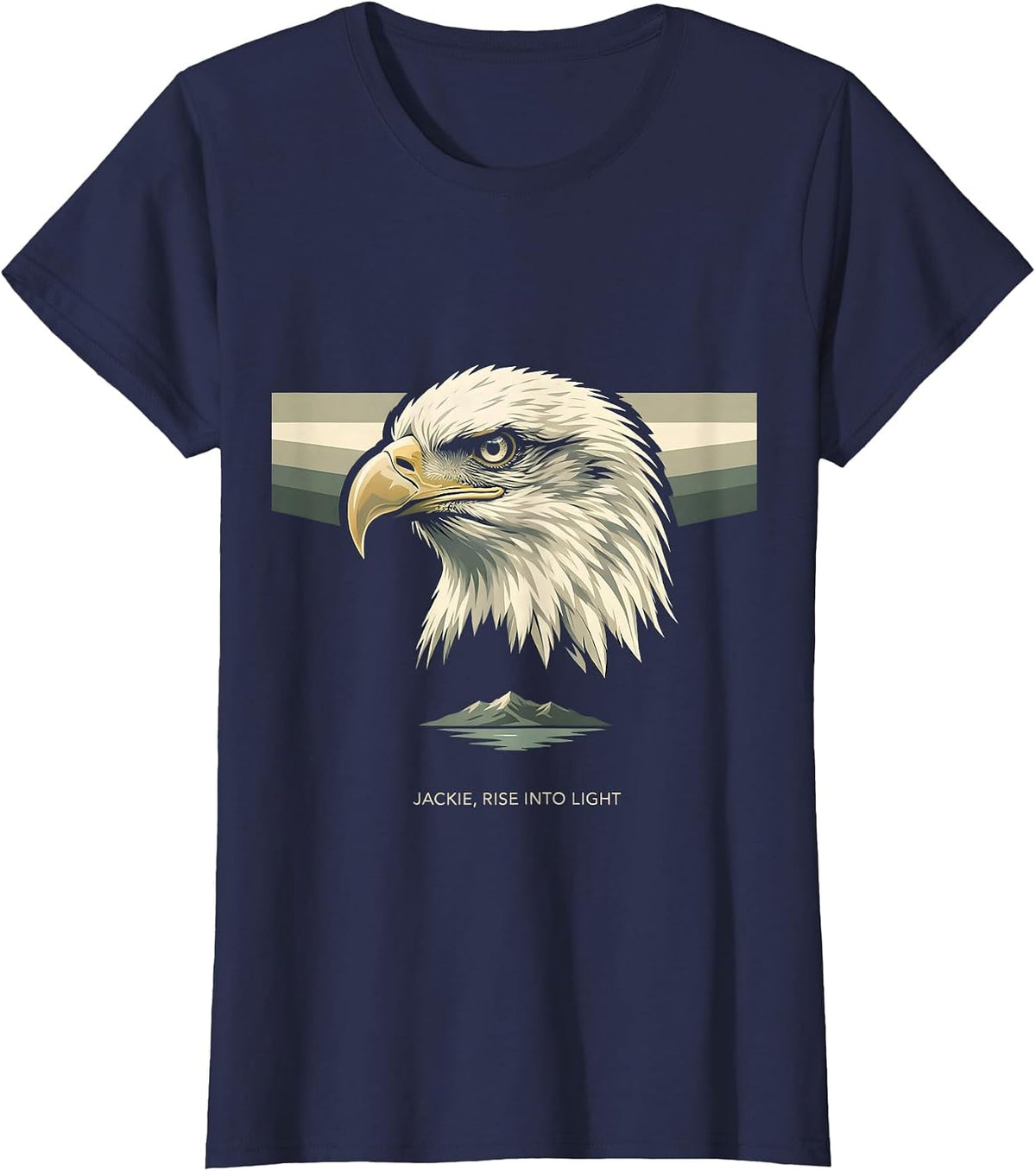 Women's Jackie, Rise Into Light Minimalist Eagle Memorial Tribute T-Shirt - Navy Blue