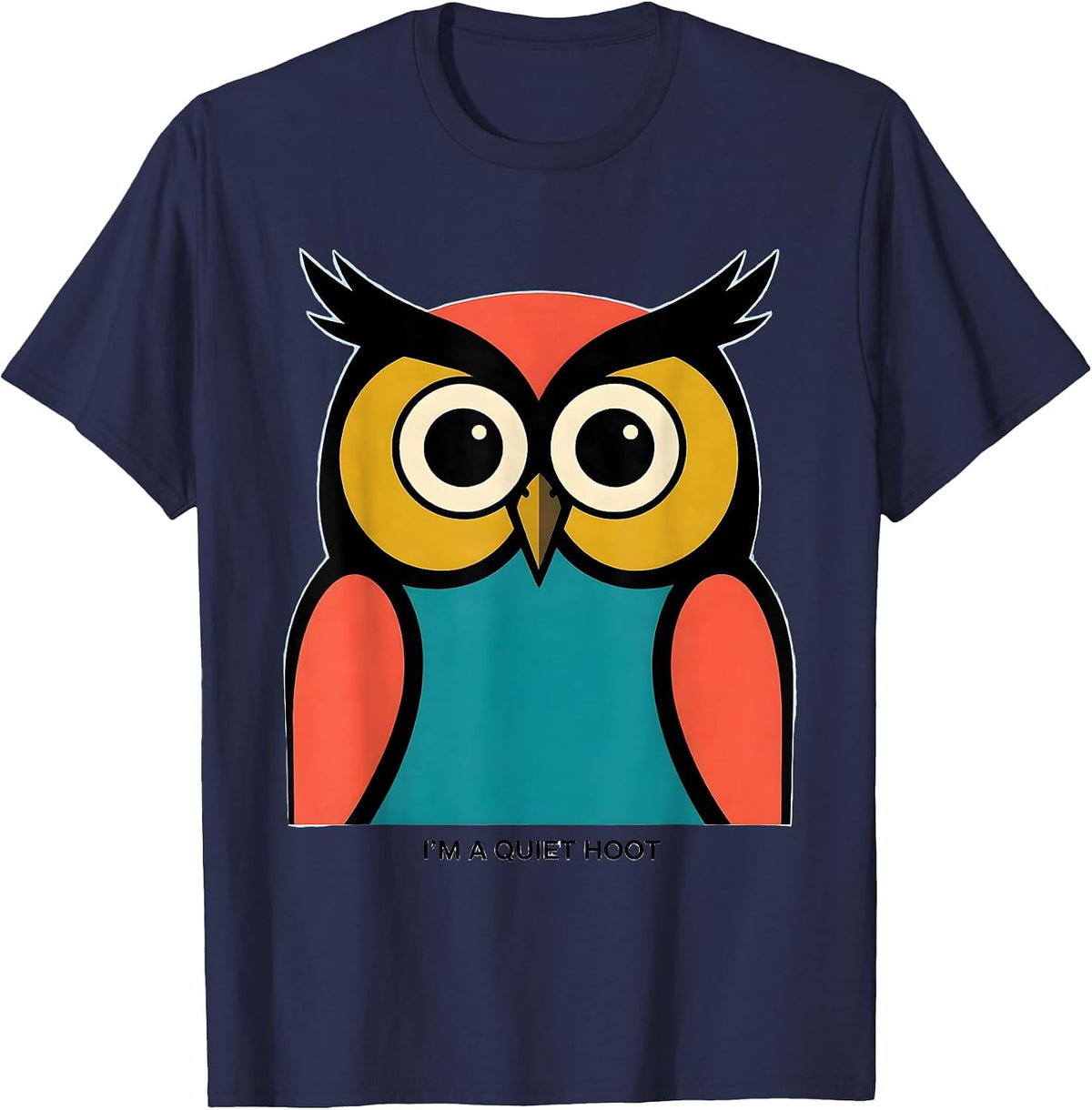 Men's I'm A Quiet Hoot Vintage Owl Bird Lover Retro Graphic T-Shirt - Navy Blue