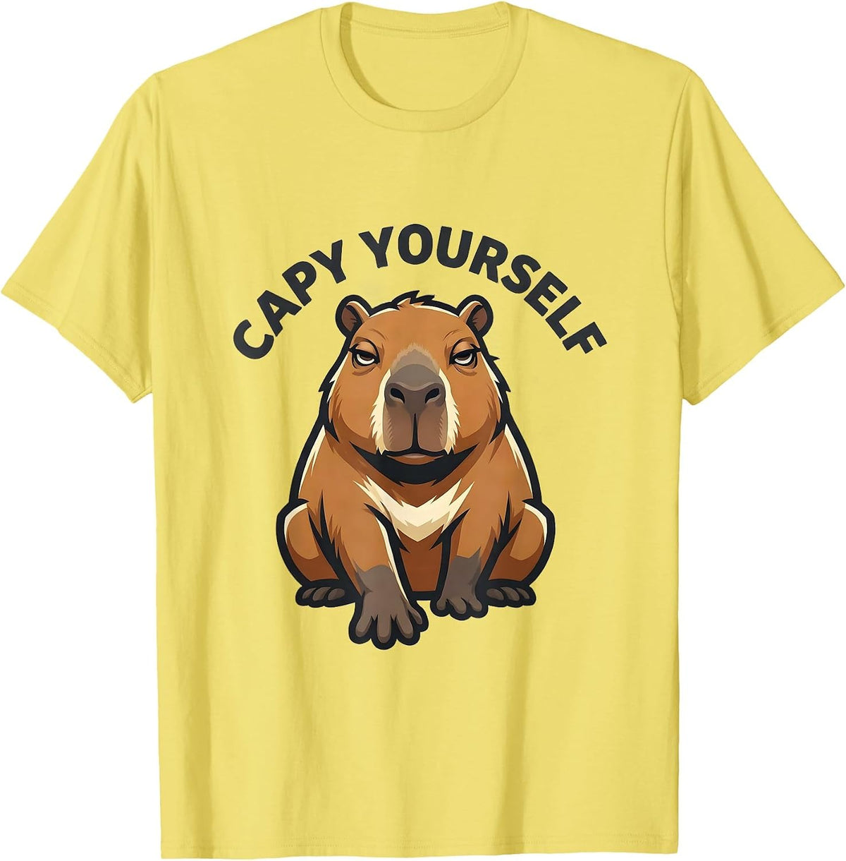 Men's Capy Yourself Funny Capybara Meme Animal Humor T-Shirt - Lemon Yellow