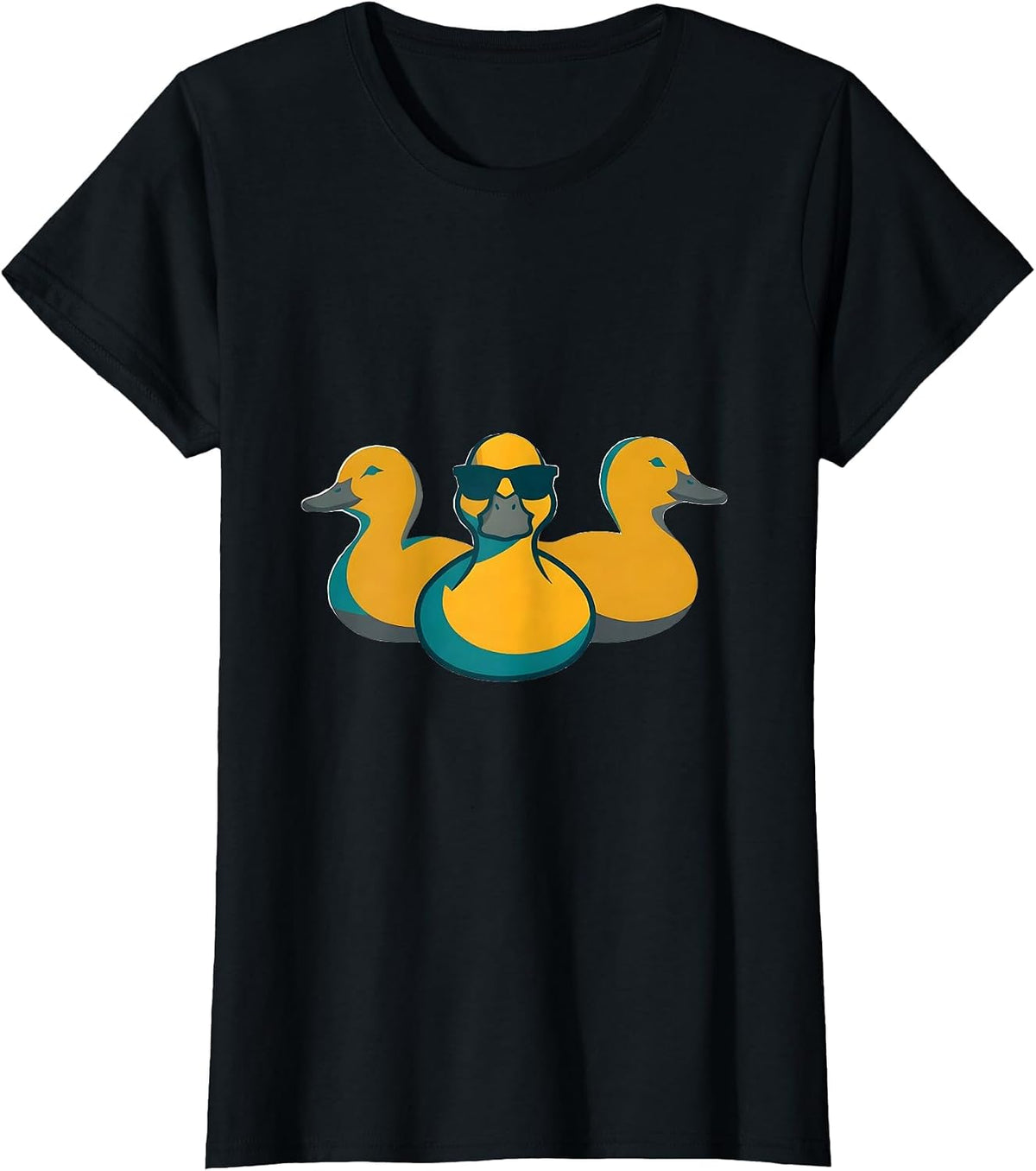 Women's Sunglasses Duck Flat Vector Funny Animal Lover Gift T-Shirt - Black