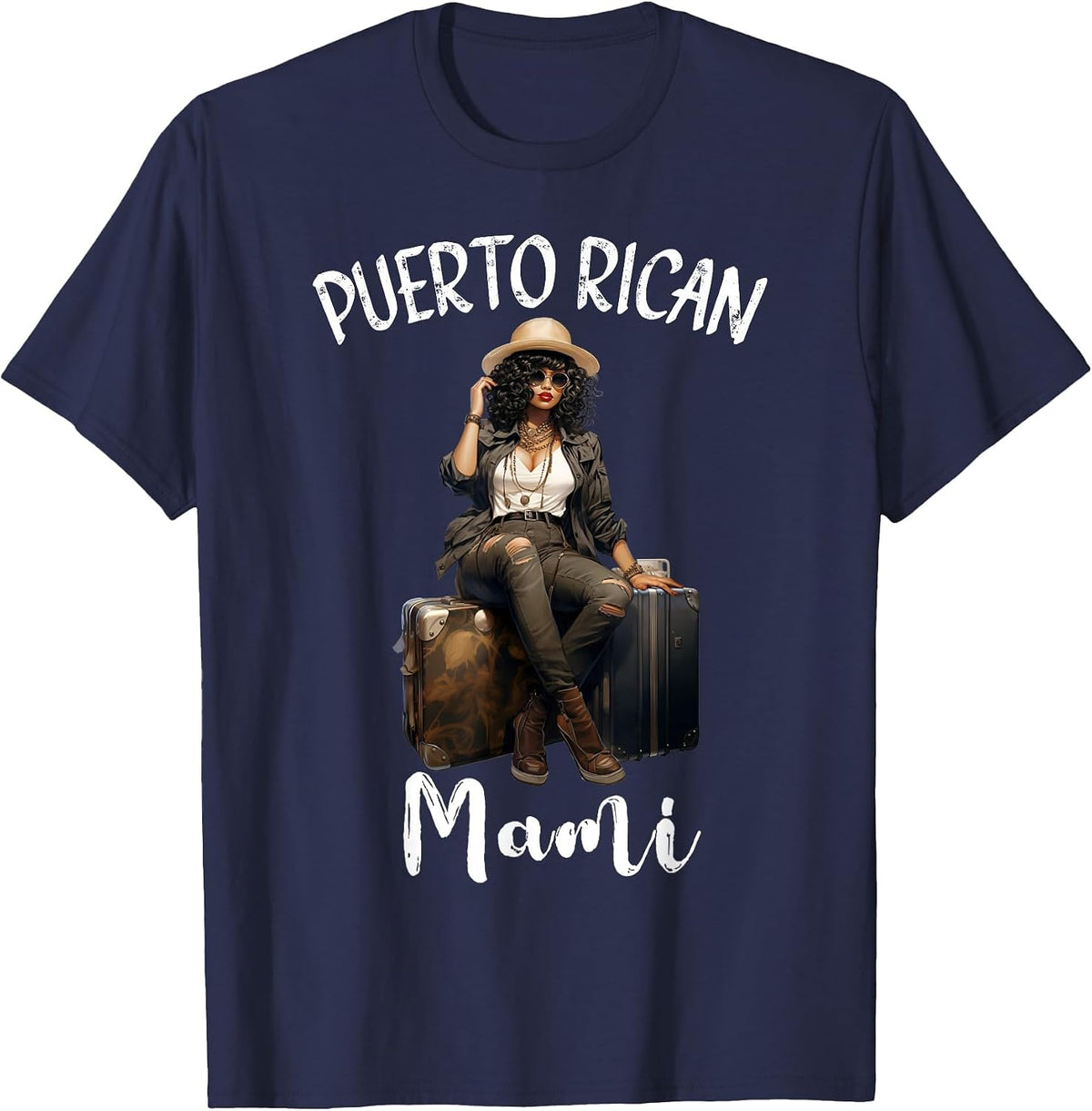 Afro Puerto Rican Mami Mom DNA Roots Family Heritage T-Shirt - Navy Blue