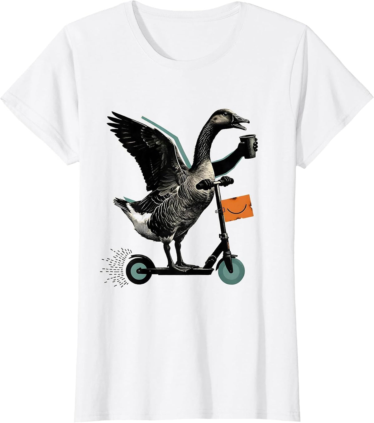 Interlocked Goose Scooter Silly ABA Therapist Humor T-Shirt - White