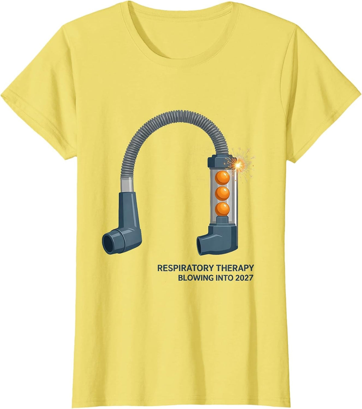 Women's Respiratory Therapy — Blowing Into 2027 Nurse New Year T-Shirt - Lemon Yellow