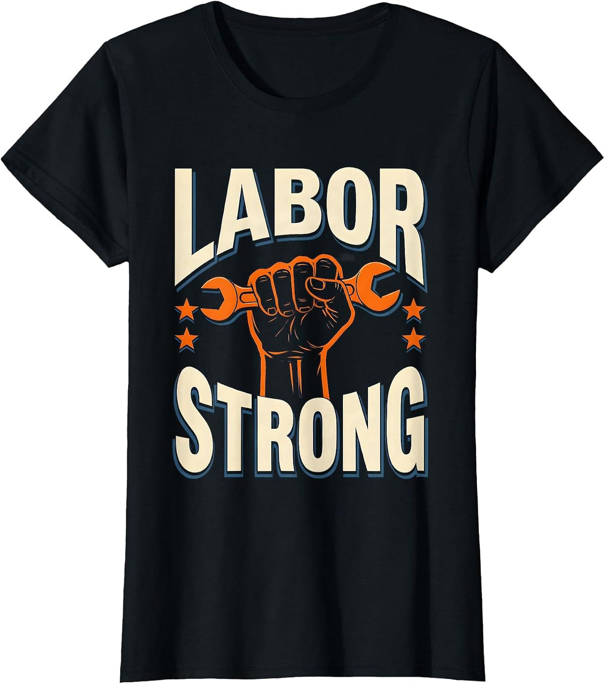 Women's Labor Strong Screenprint Union Worker Solidarity Pride T-Shirt - Black