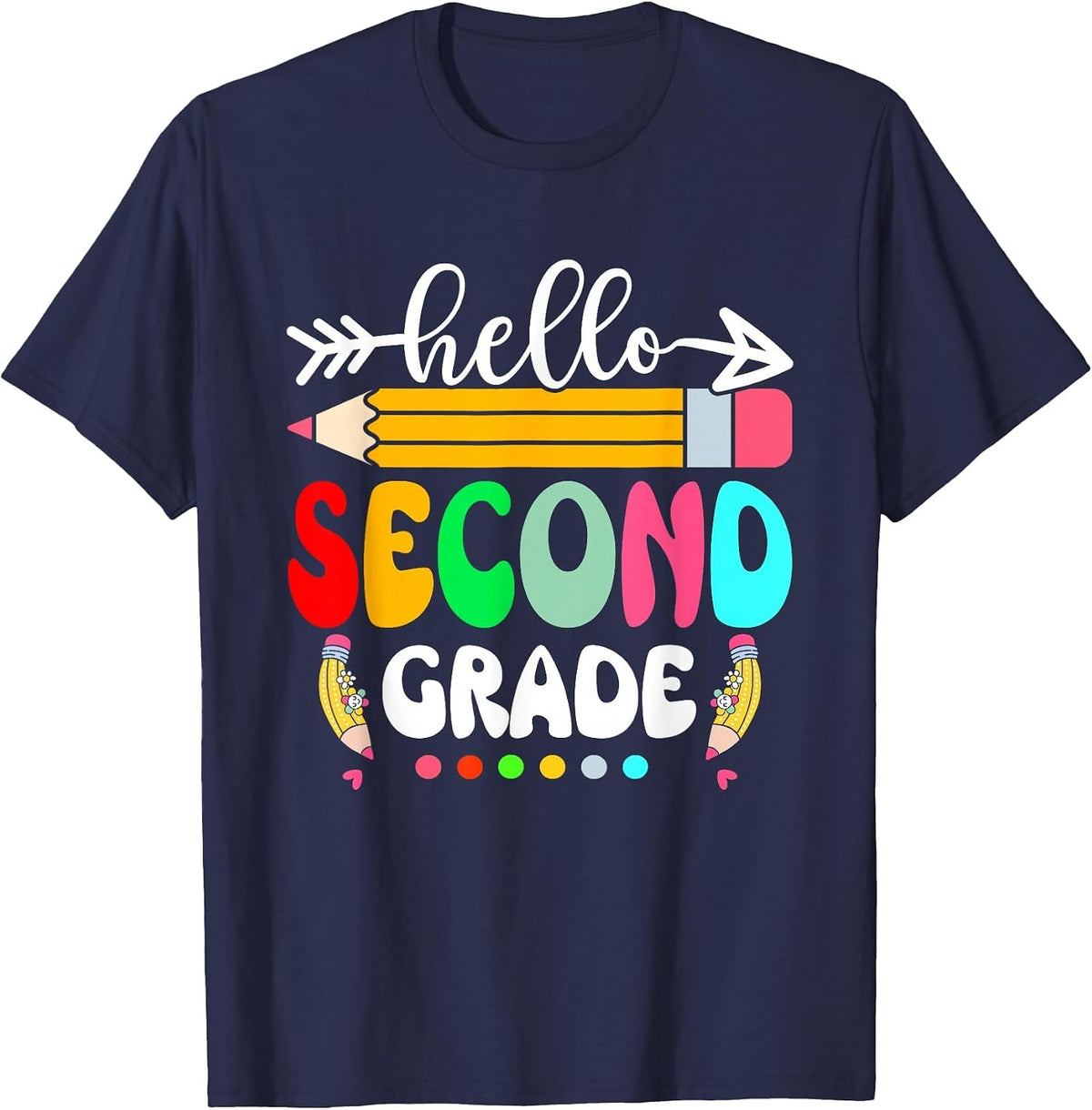Hello Second Grade 2nd Grade Back to School Teacher Student T-Shirt - Navy Blue