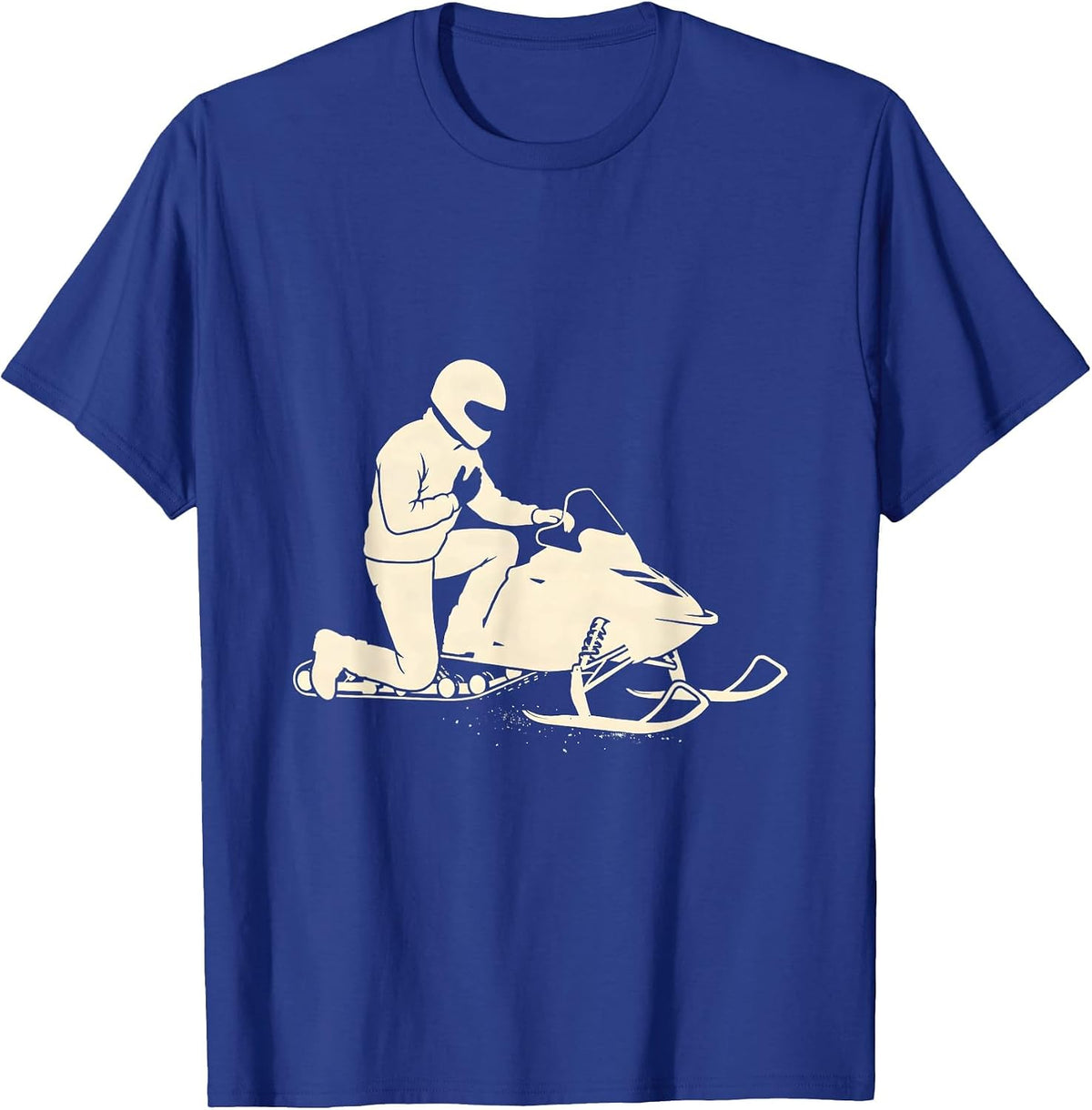 Helmeted Rider Snowmobile Silhouette Winter Humor T-Shirt - Royal Blue