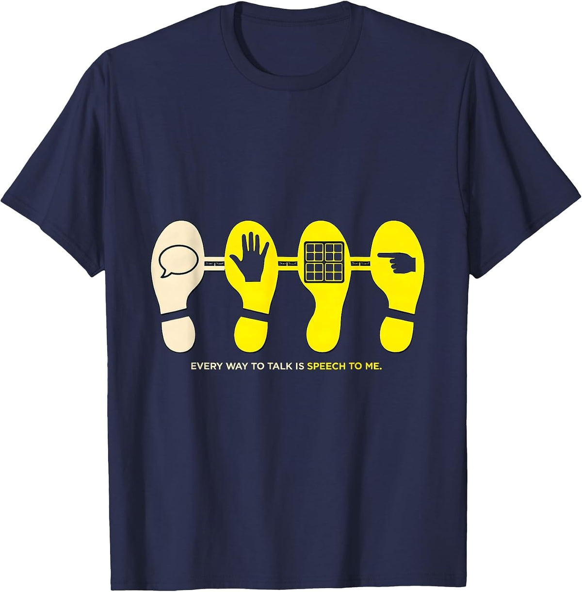 Every Way To Talk Is Speech To Me Retro Groovy SLP Therapist T-Shirt - Navy Blue