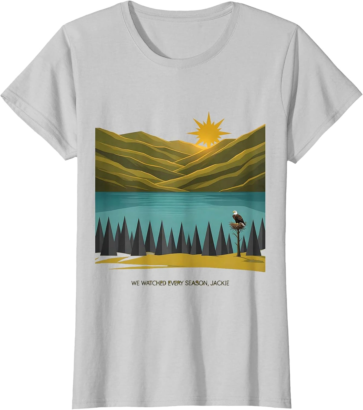 We Watched Every Season Jackie Midcentury Modern Eagle T-Shirt - Silver Grey