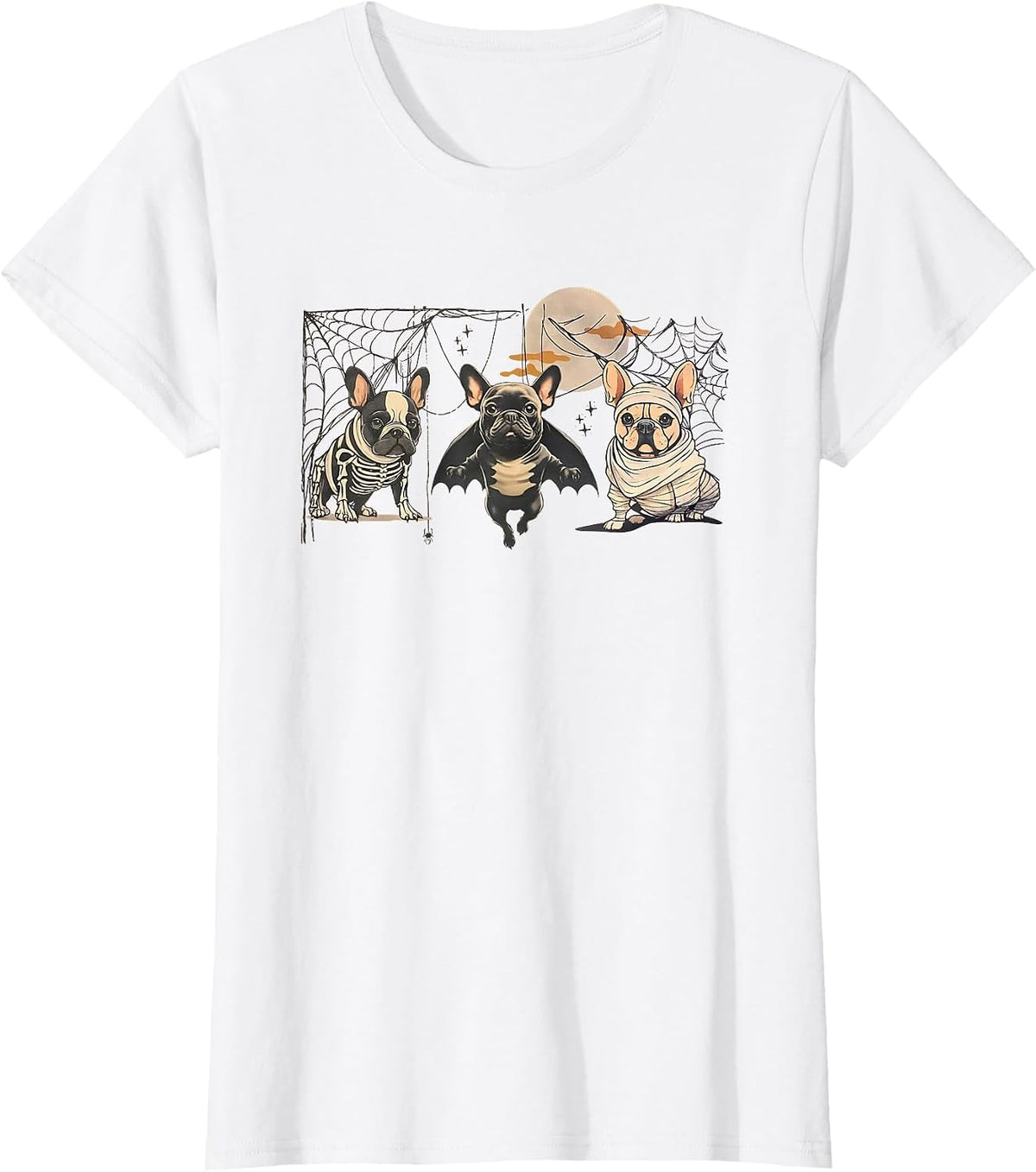 Frenchie Halloween Bleached French Bulldog Spooky T-Shirt - White