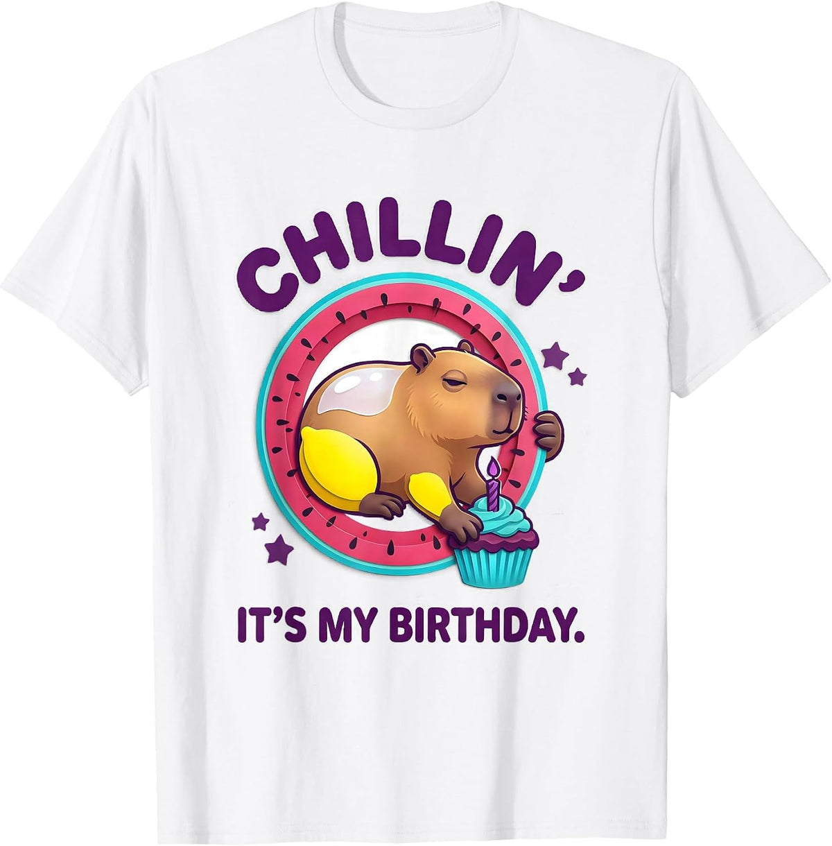 Men's Chillin'. It's My Birthday Kawaii Capybara Birthday Gift T-Shirt - White