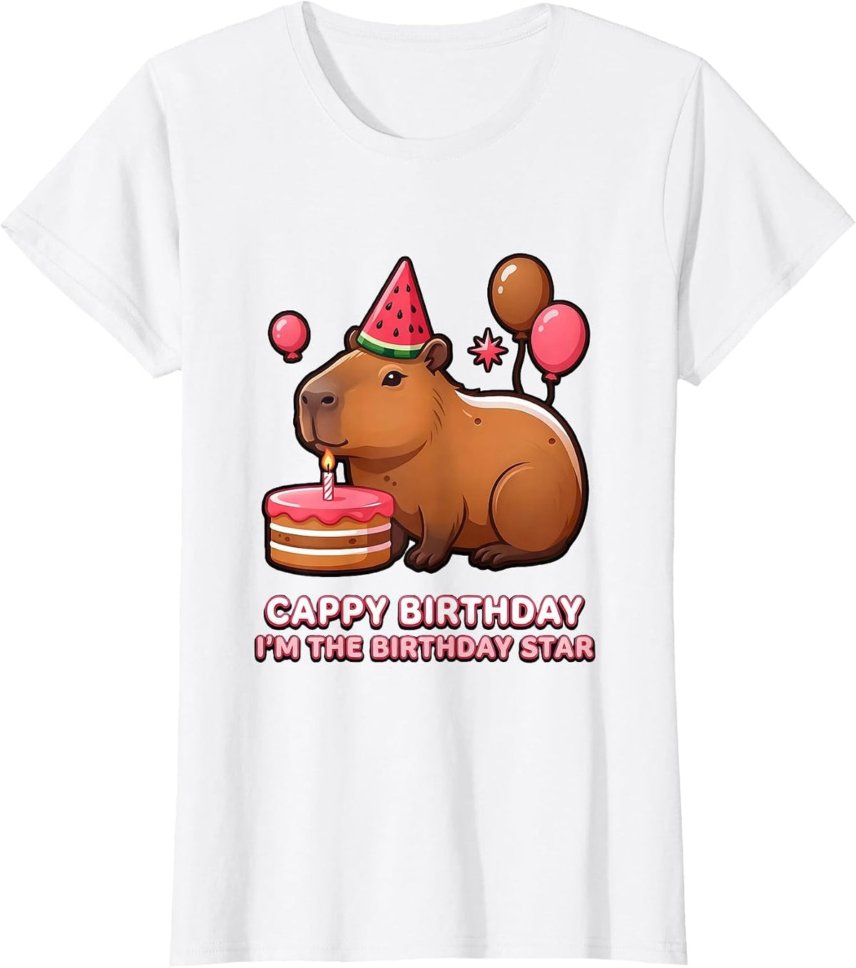 Women's Cappy Birthday I'm the Birthday Star Kawaii Capybara T-Shirt - White