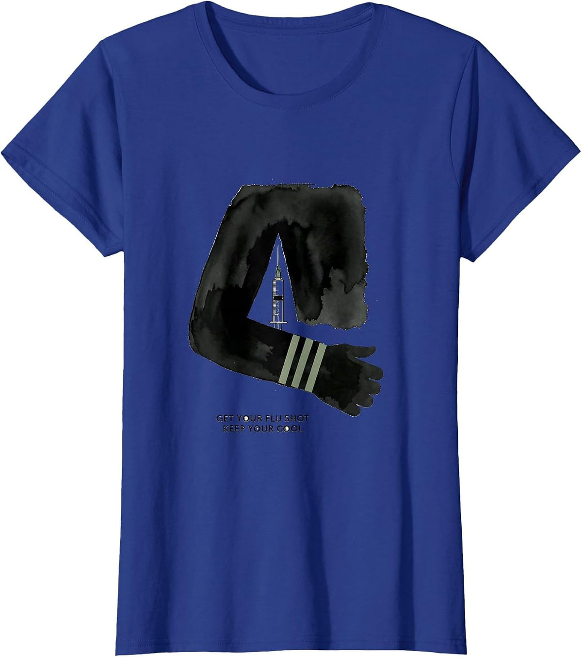 Women's Get Your Flu Shot—Keep Your Cool Funny Healthcare Worker T-Shirt - Royal Blue