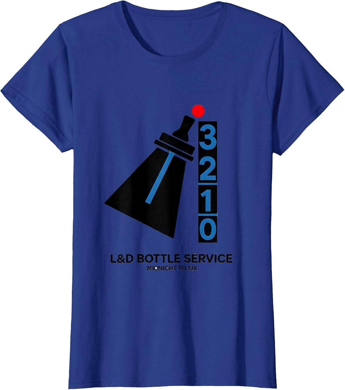 Women's L&D Bottle Service Midnight To Six Funny Nurse New Year Eve T-Shirt - Royal Blue