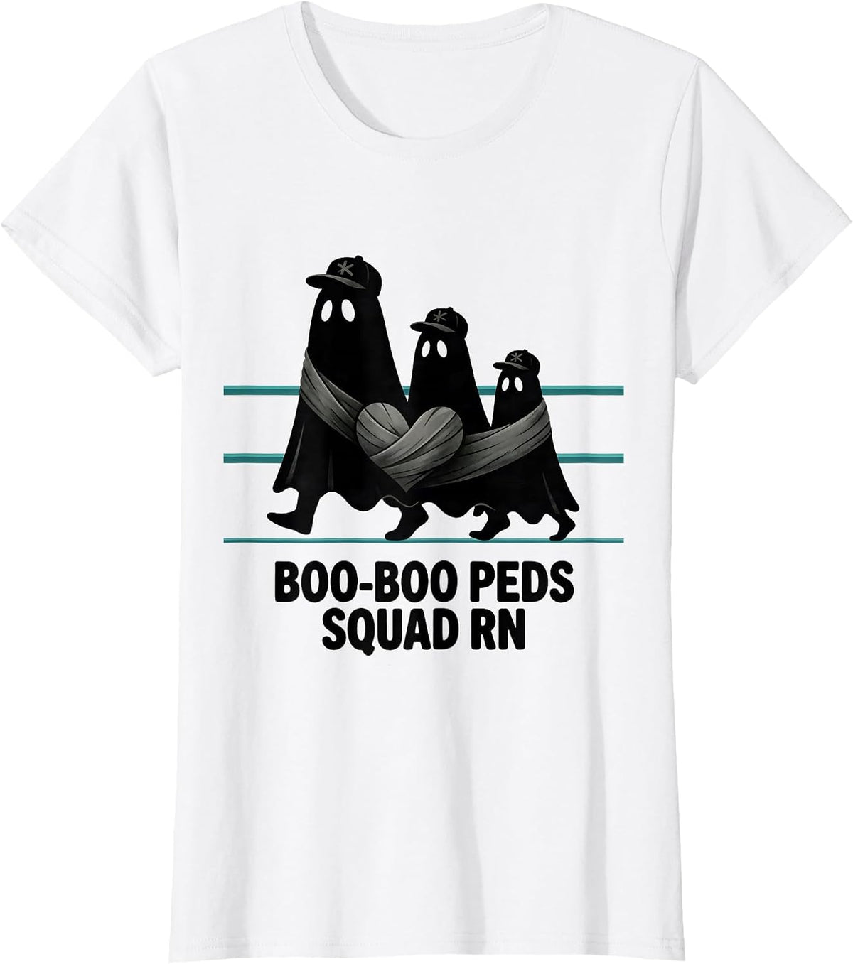 Women's Boo-Boo Peds Squad RN Midcentury Modern Nurse Halloween T-Shirt - White
