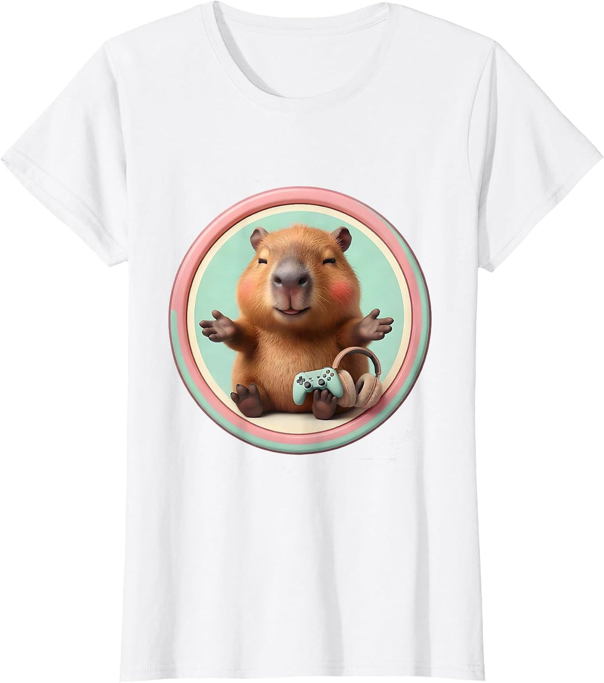 Capybara Gamer Meme Humor Cute Kawaii T-Shirt - White