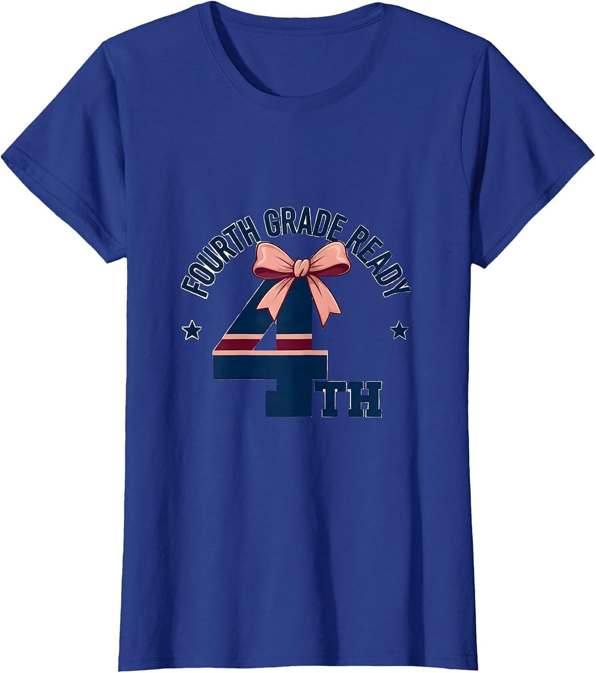 Women's Fourth Grade Ready Coquette Bow Back to School Girl T-Shirt - Royal Blue