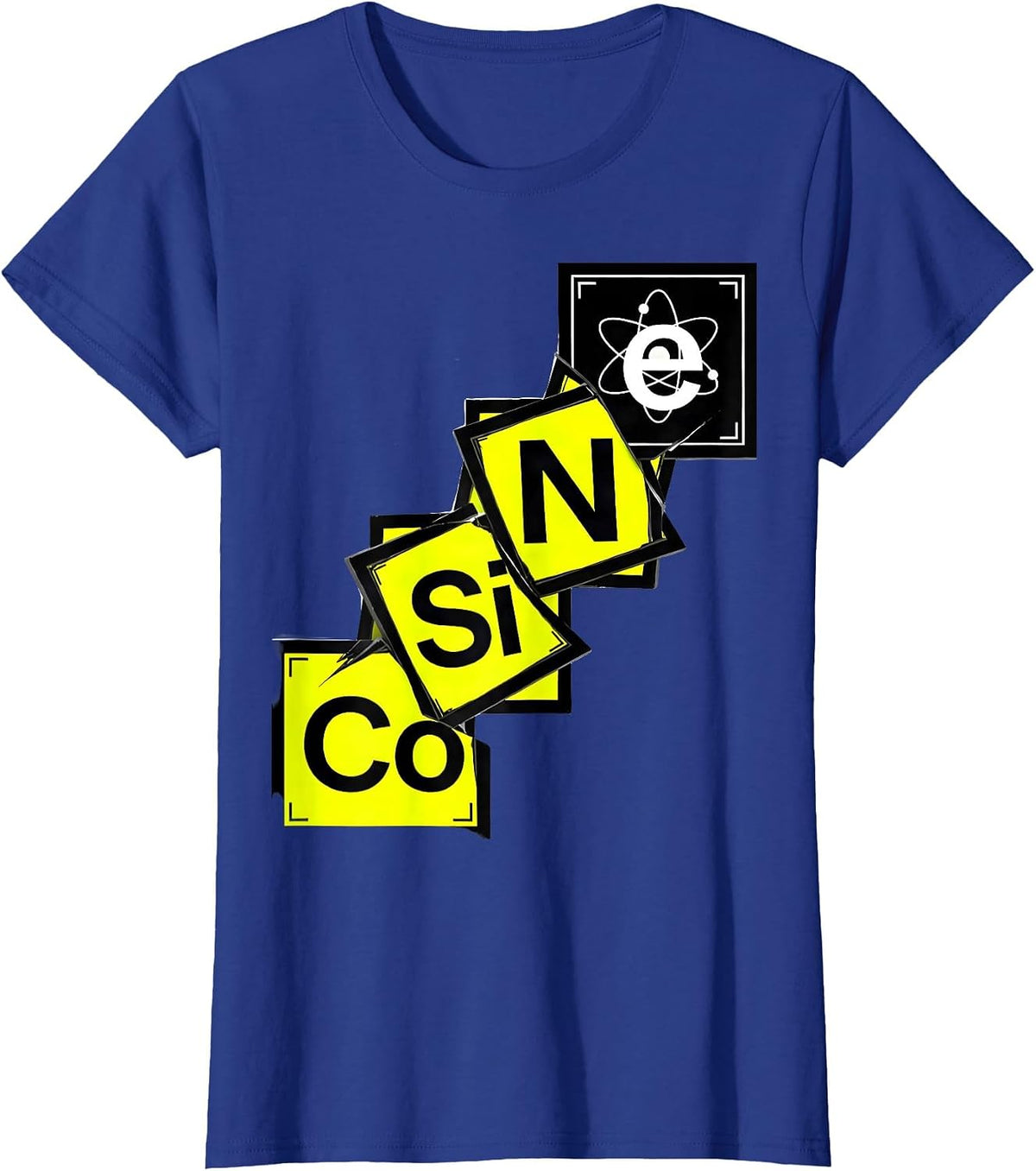 Women's CoSiNe New Wave Chemistry Nerd Periodic Table Humor T-Shirt - Royal Blue
