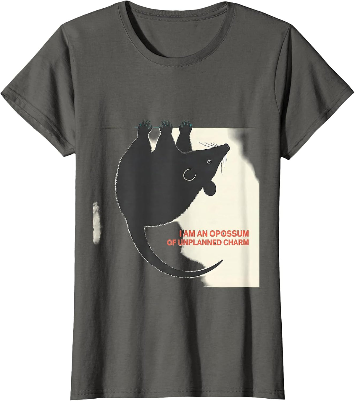 Women's I Am An Opossum Of Unplanned Charm Funny Animal Meme T-Shirt - Asphalt Grey