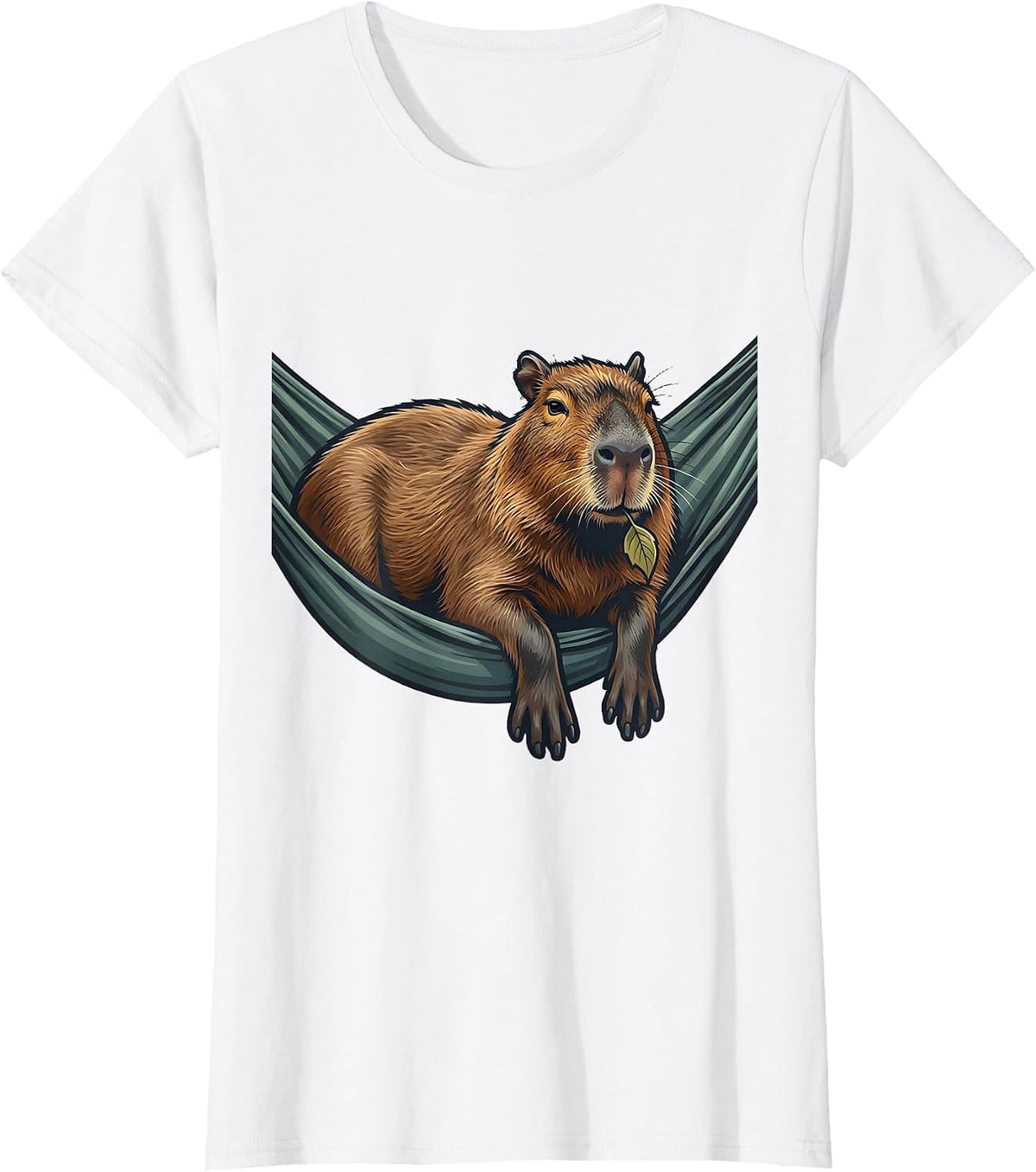 Women's Capybara Hammock Cute Animal Lover Funny Meme T-Shirt - White