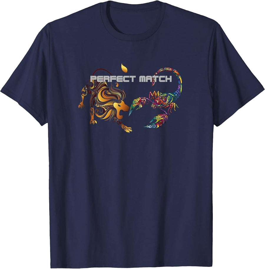 Leo and Scorpio Makes a Good Couple Lover Matching T-Shirt - Navy Blue