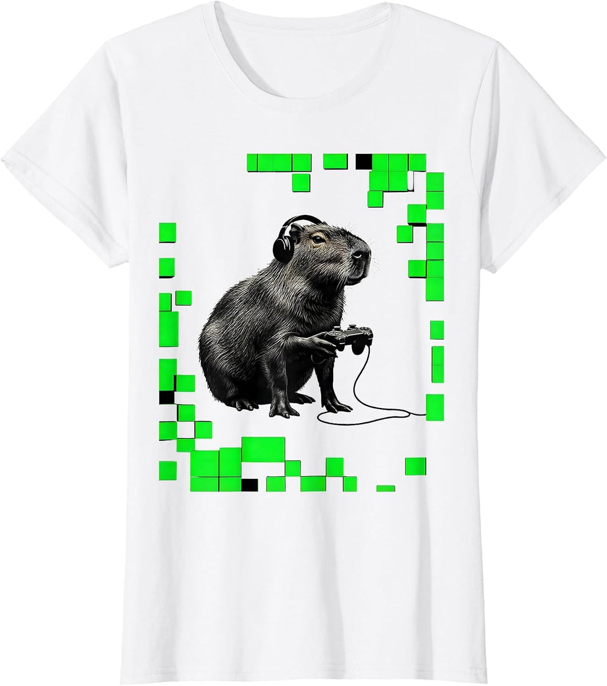 Capybara Gamer Bruh Meme Humor Minimalist T-Shirt - White