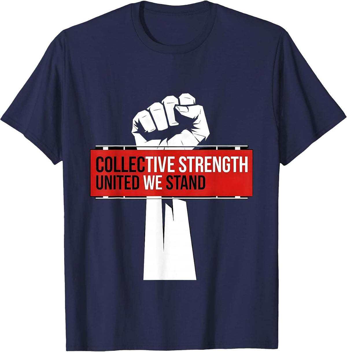 Men's Labor Day Collective Strength Union Banner Design T-Shirt - Navy Blue