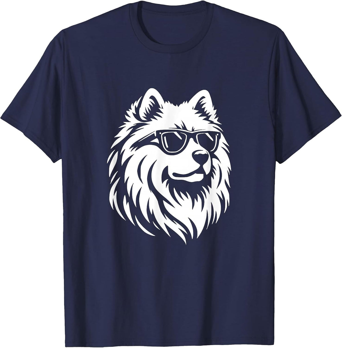 Samoyed Sunglasses Dog Graphic Design T-Shirt - Navy Blue