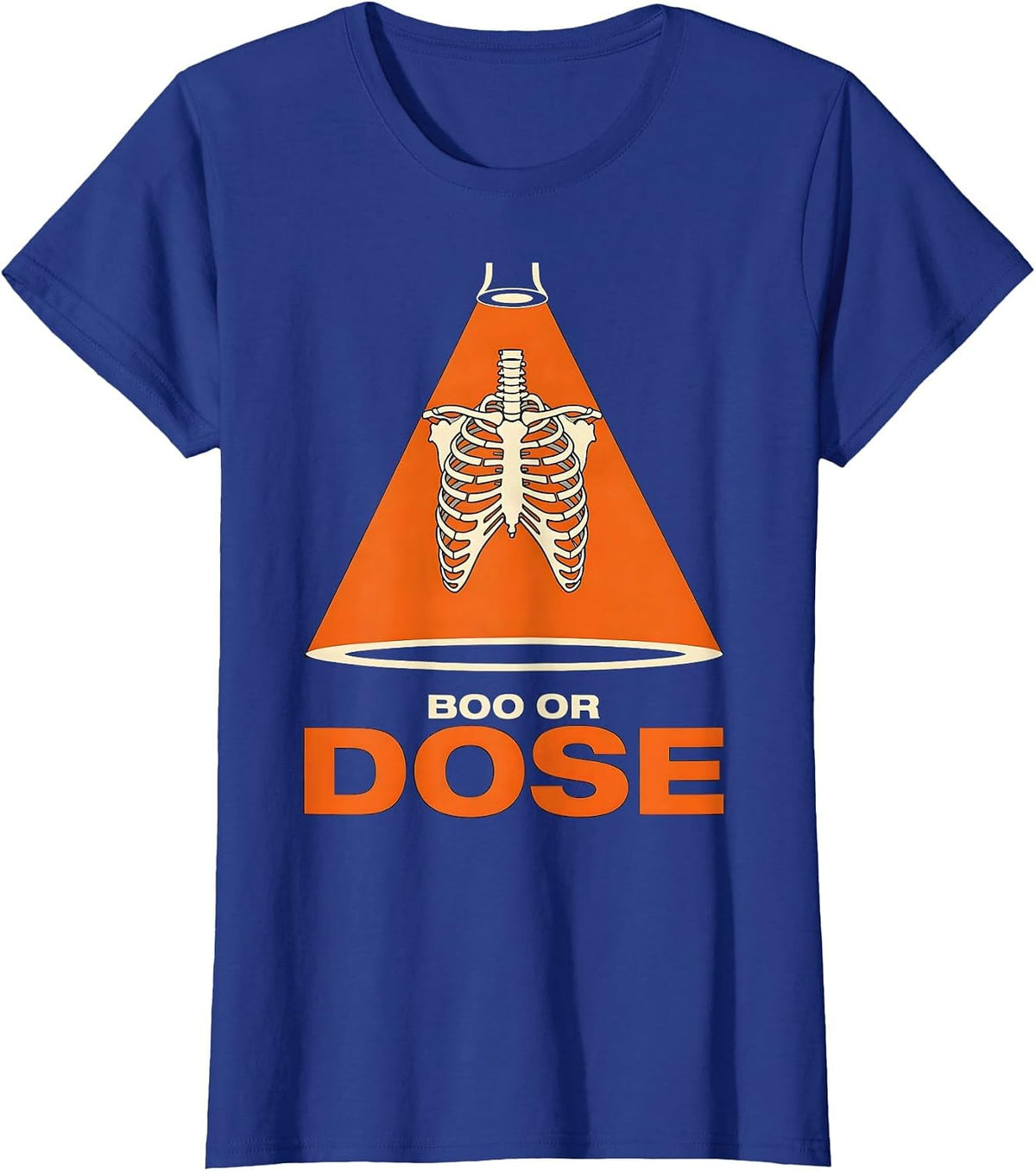 Women's Boo Or Dose Stencil Graphic Radiology Tech Halloween T-Shirt - Royal Blue