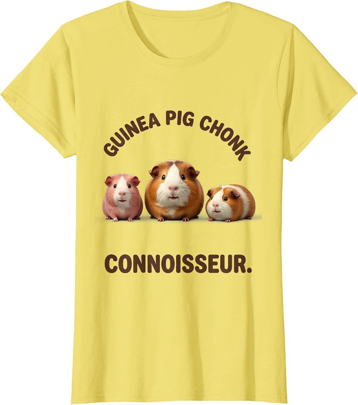 Women's Guinea Pig Chonk Connoisseur Cute Kawaii Pet Lover Humor T-Shirt - Lemon Yellow