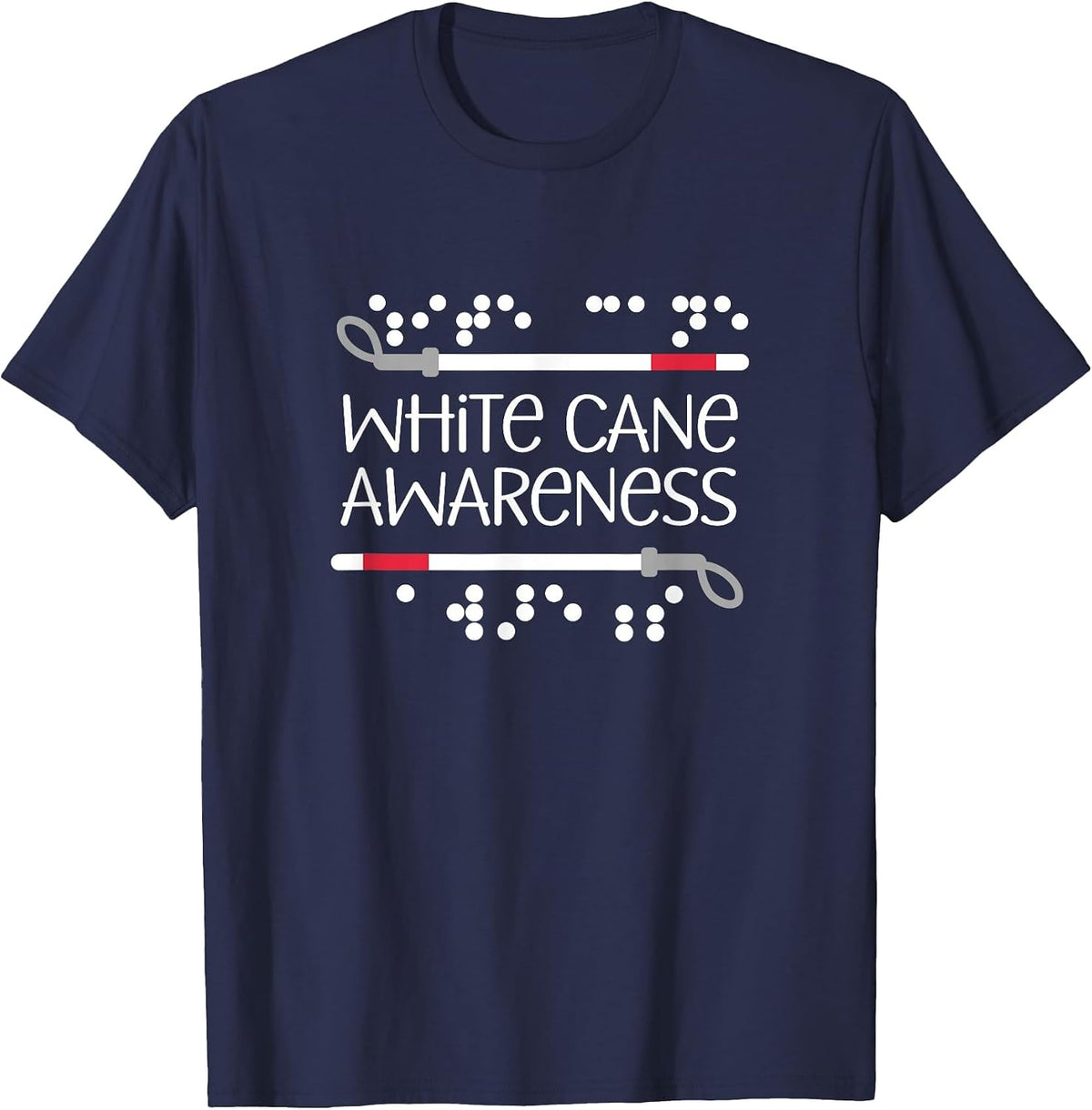 White Cane Awareness Orientation Mobility Teacher Design T-Shirt - Navy Blue