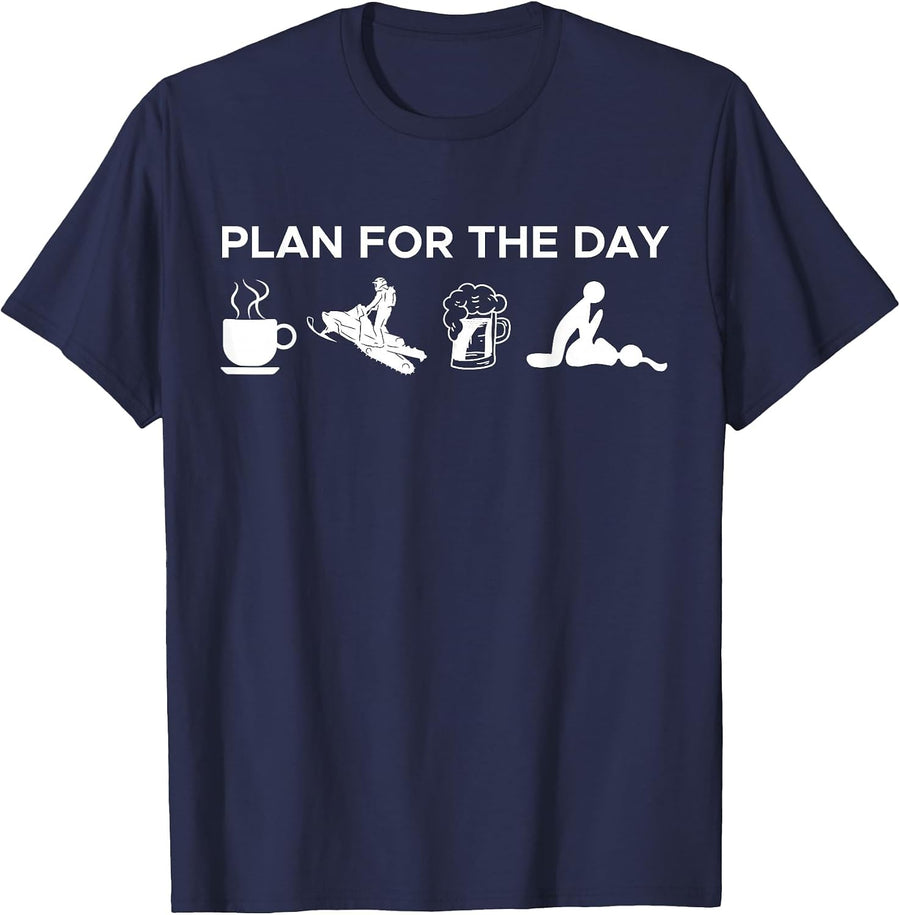 Plan for The Day Snowmobile T-Shirt - Navy Blue