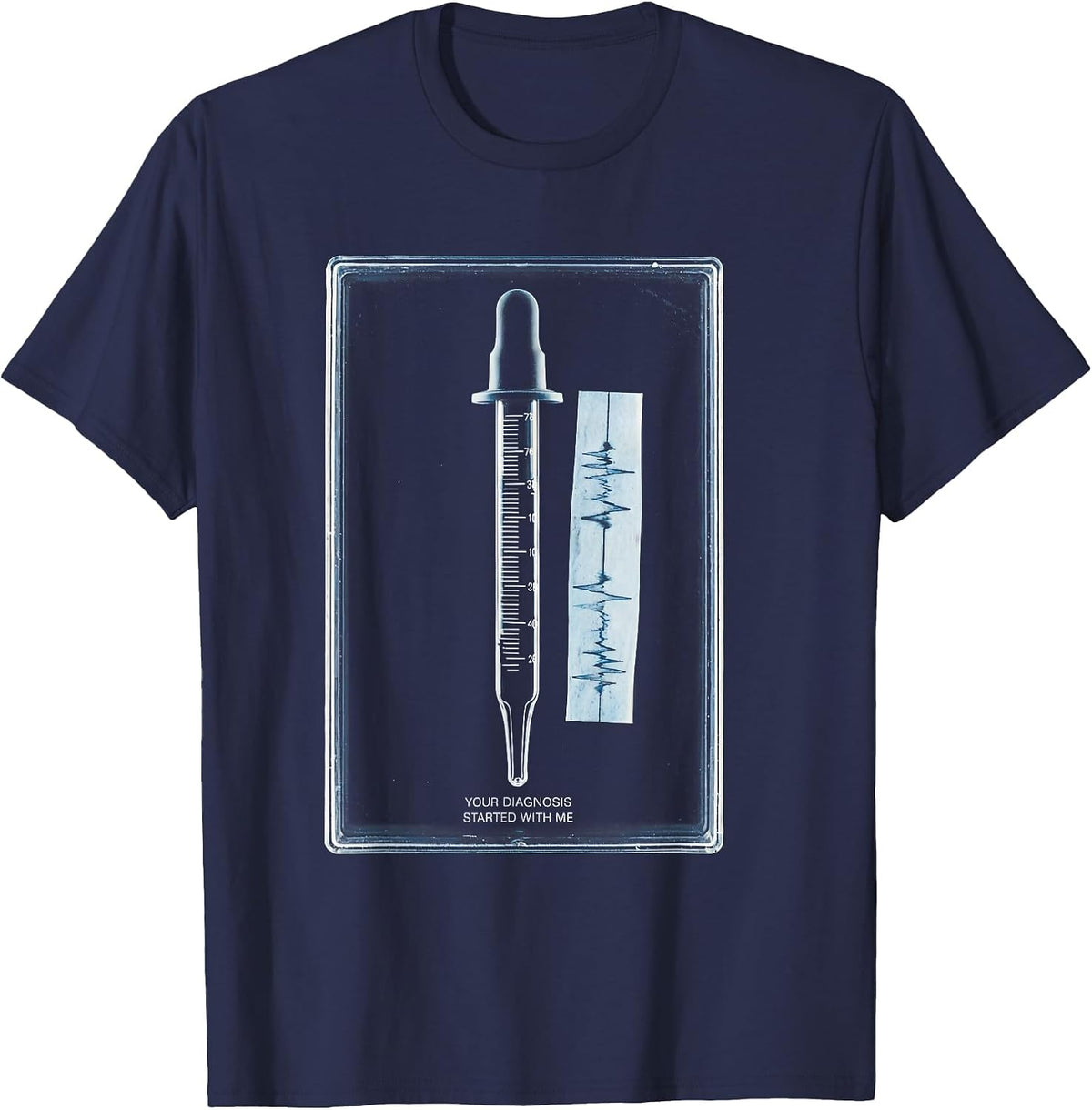 Men's Your Diagnosis Started With Me Funny Lab Tech Scientist T-Shirt - Navy Blue