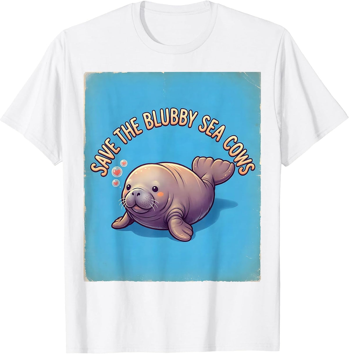Men's Save The Blubby Sea Cows Cute Kawaii Manatee Sea Cow Lover T-Shirt - White