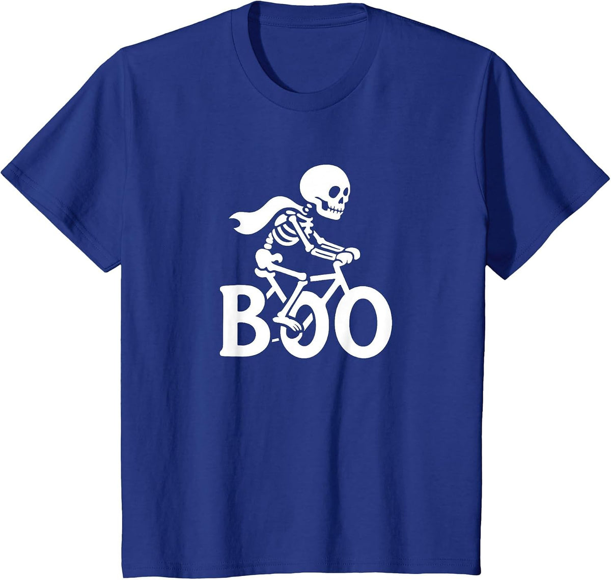 Skeleton Riding Bike Funny Halloween Boo Cycling Biker T-Shirt - Royal Blue