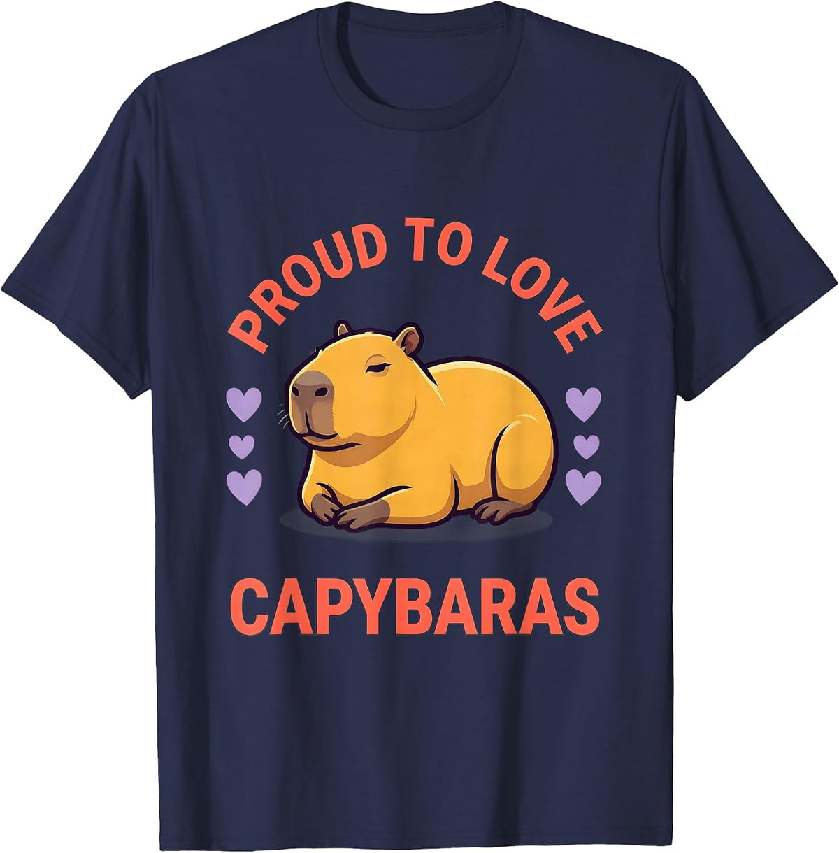 Proud To Love Capybaras Funny Capybara Gamer Meme Humor T-Shirt - Navy Blue