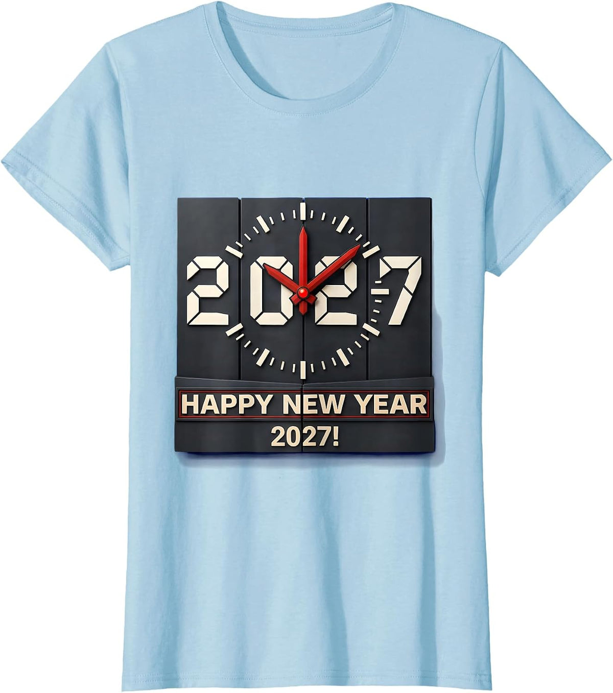 Women's Happy New Year 2027 Geometric Countdown Party Crew Matching T-Shirt - Baby Blue