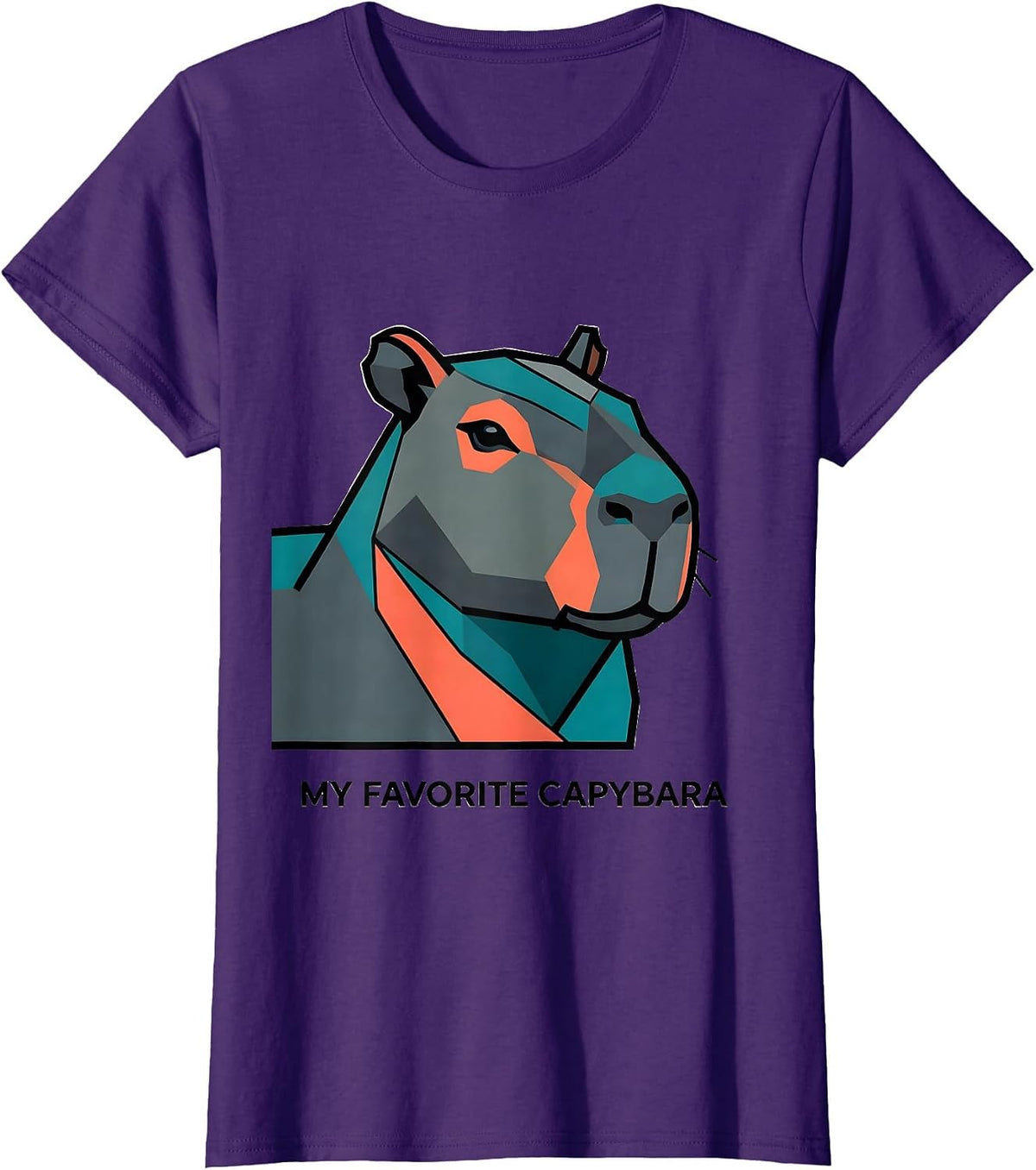 Women's My Favorite Capybara Flat Vector Animal Art Portrait T-Shirt - Purple