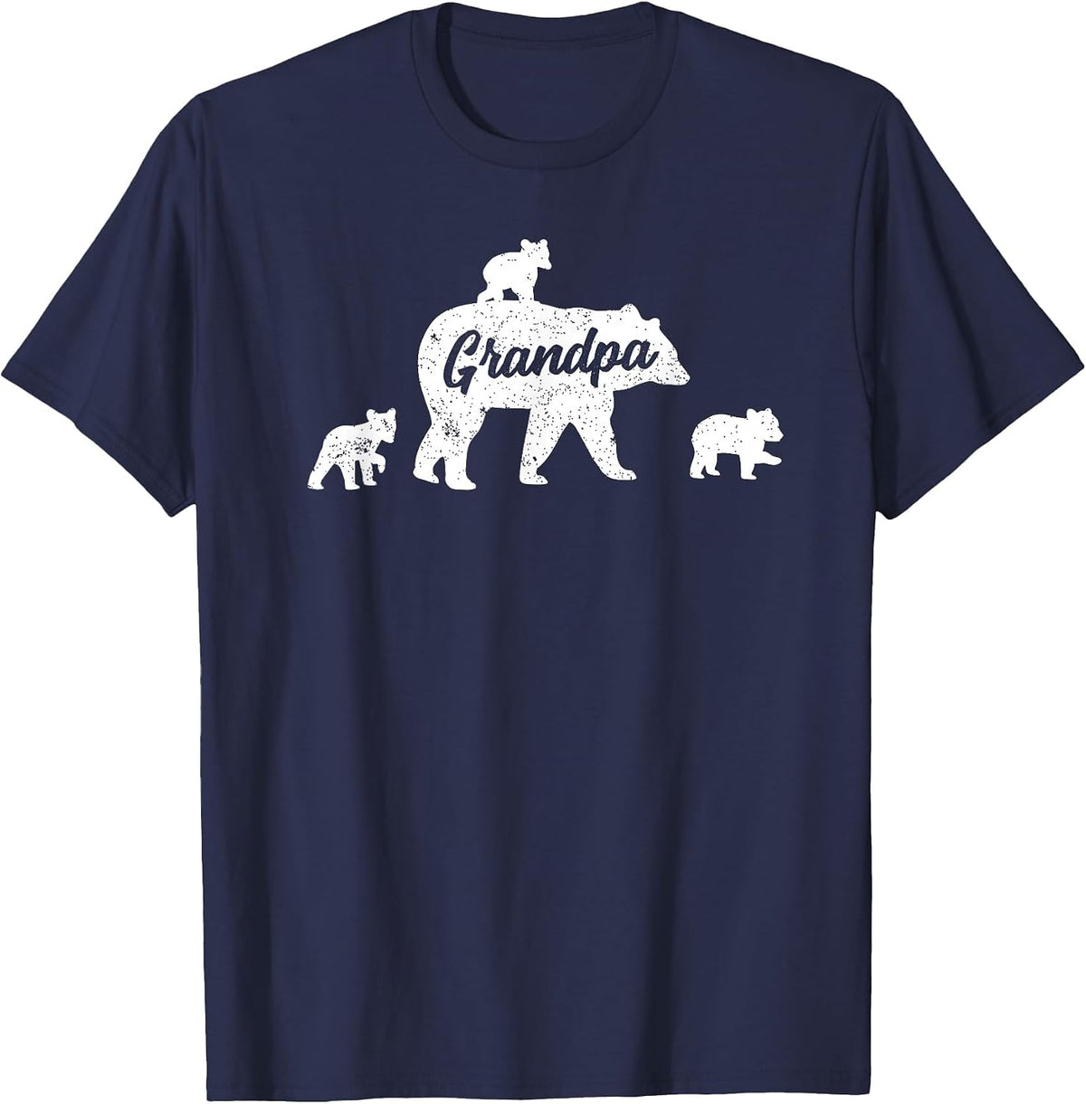 Vintage Grandpa Bear 3 Cubs T-Shirt - Navy Blue