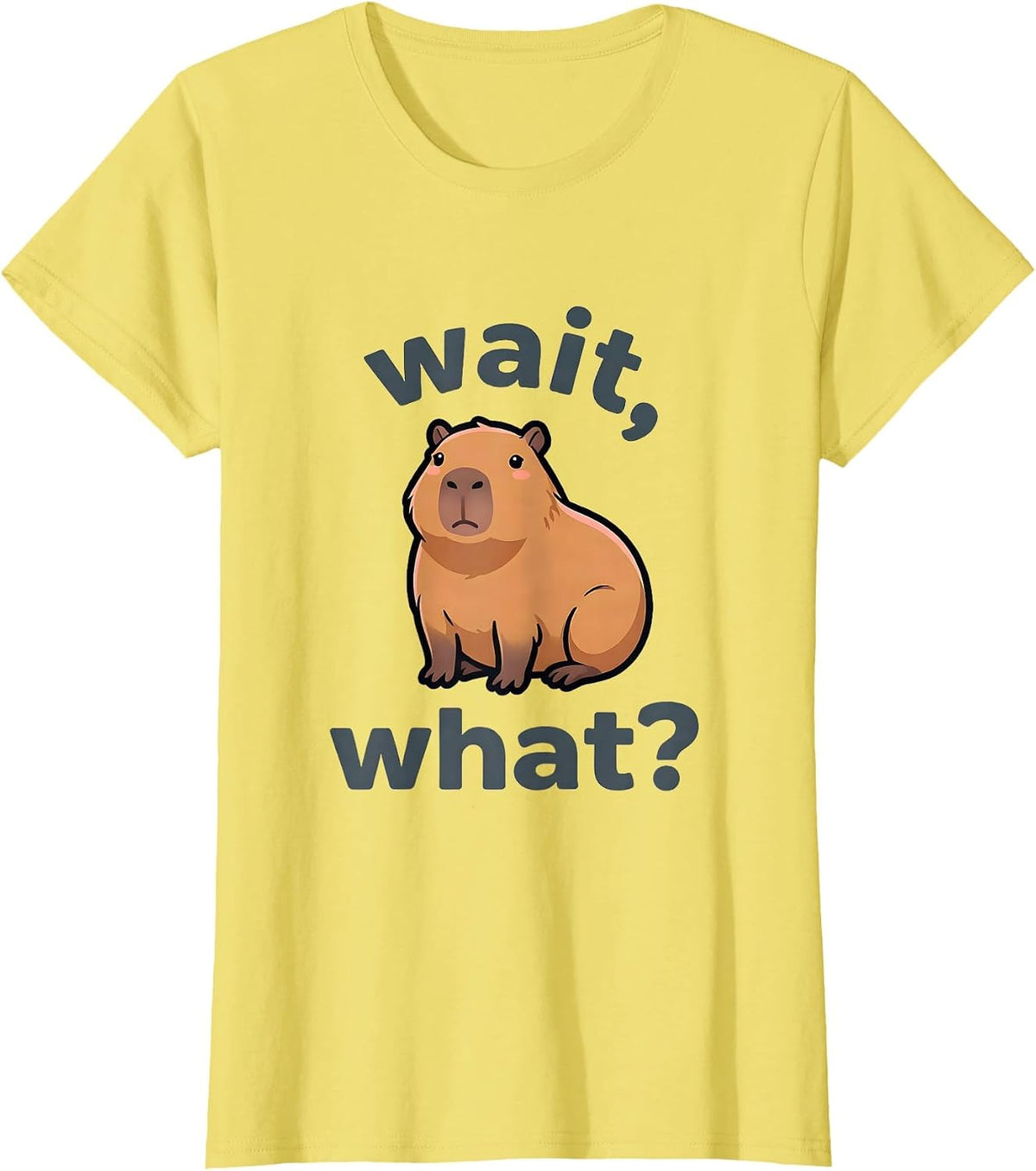 wait, what? Kawaii Capybara Anime Meme Humor T-Shirt - Lemon Yellow