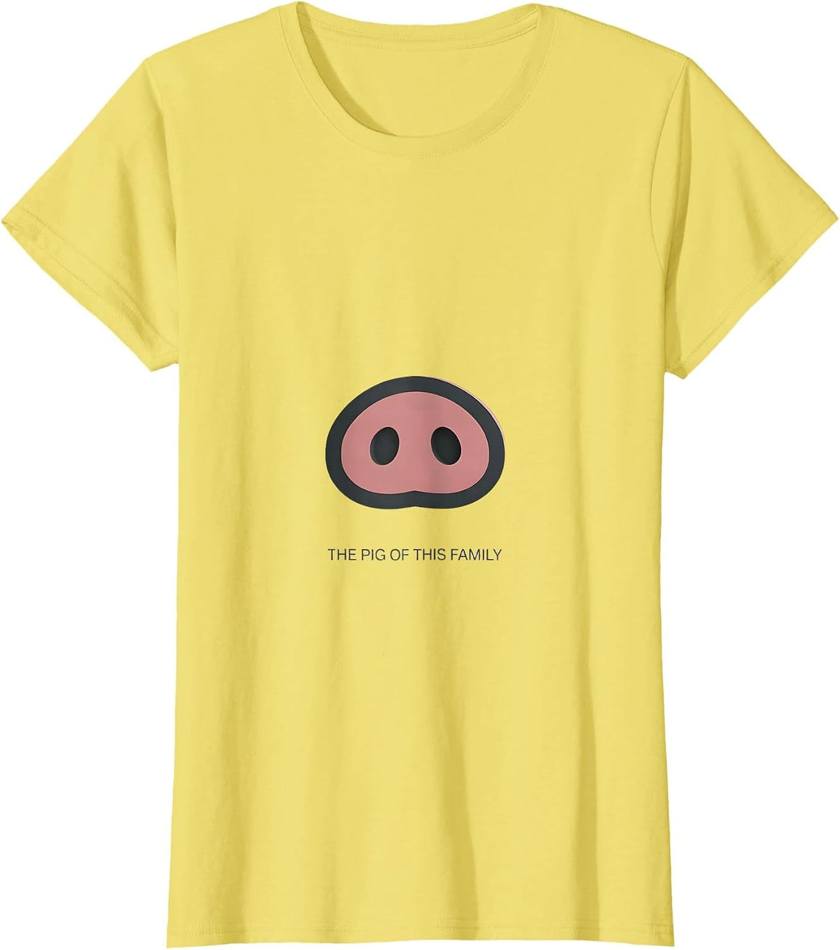 Women's The Pig Of This Family Funny Pig Lover Novelty Humor T-Shirt - Lemon Yellow