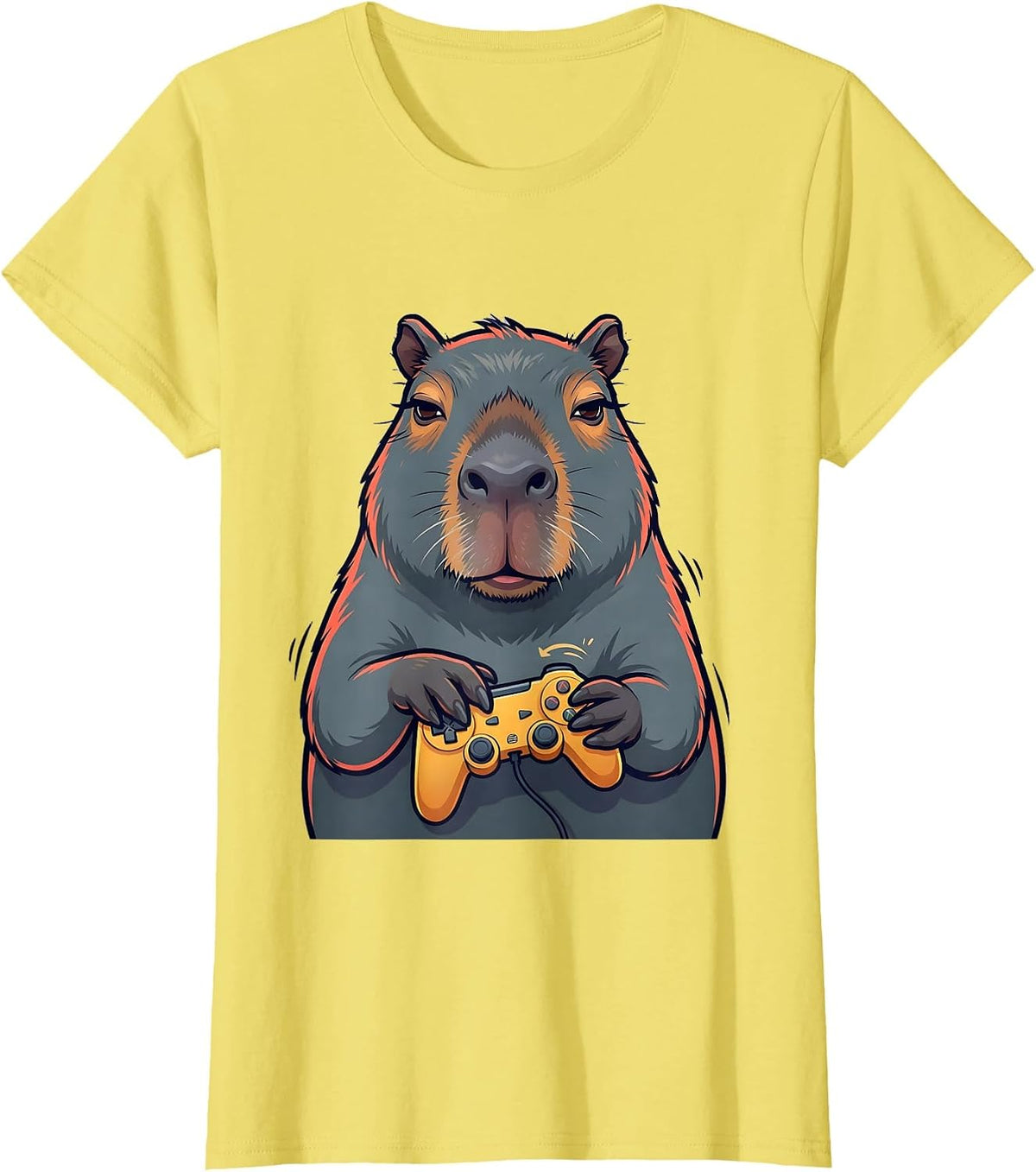 Capybara Funny Gamer Video Games Casual Humor T-Shirt - Lemon Yellow