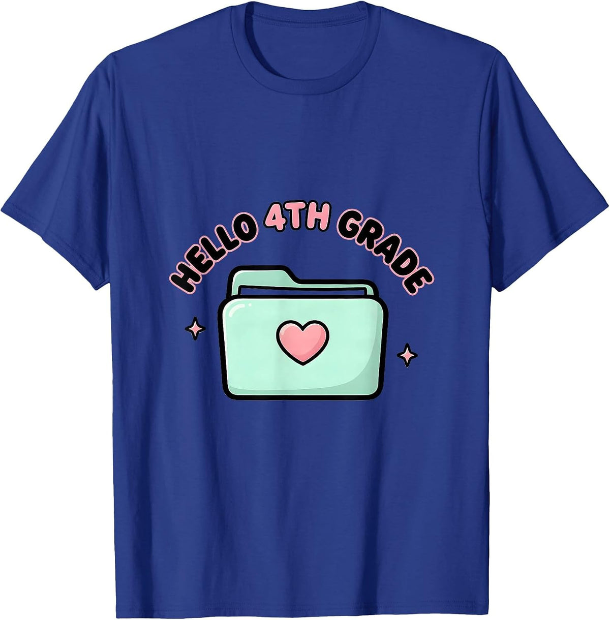 Men's Hello 4th Grade Cute Kawaii Back To School Grade Level Team T-Shirt - Royal Blue